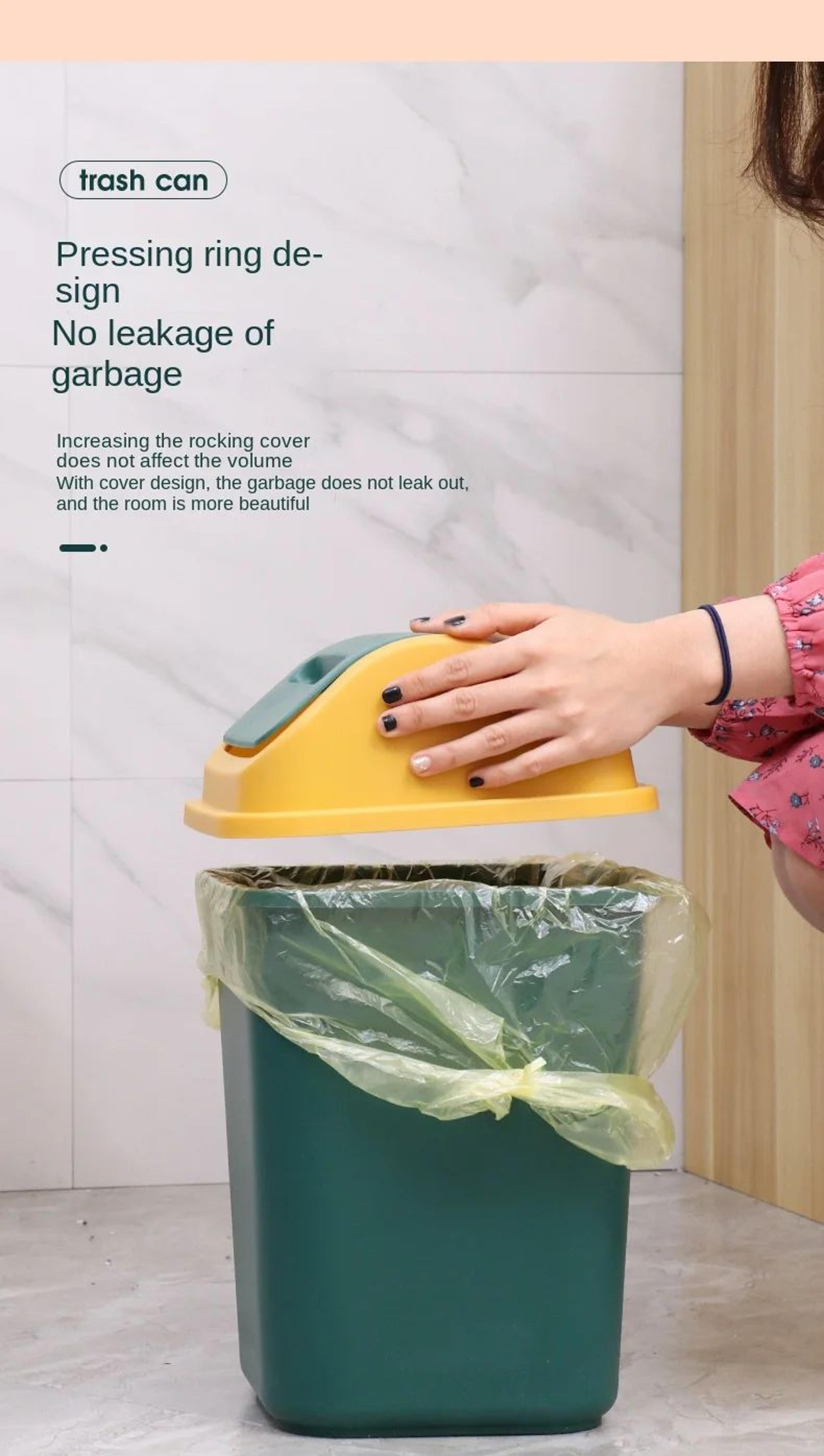 14L Square Plastic Trash Can With Lid 6