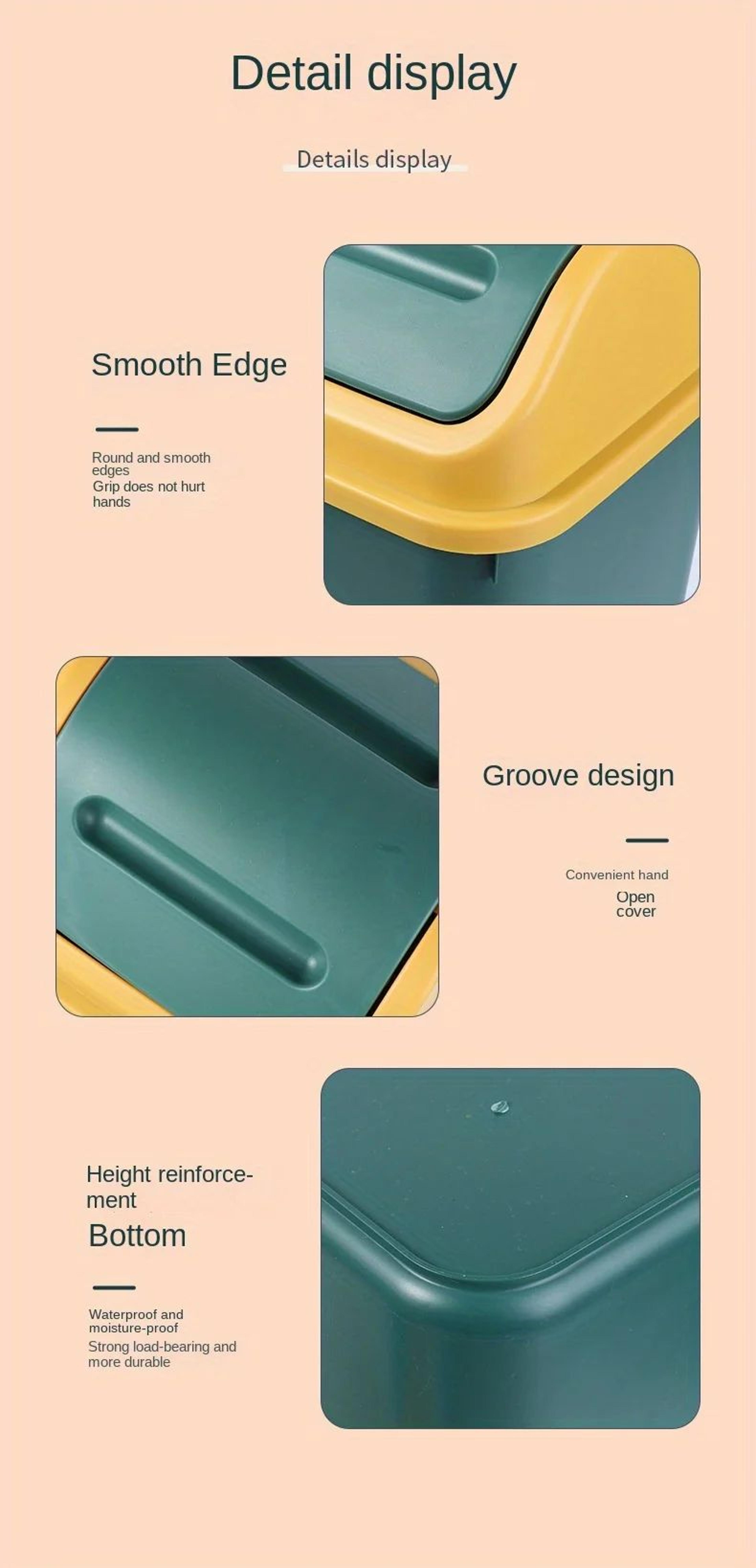 14L Square Plastic Trash Can With Lid 11