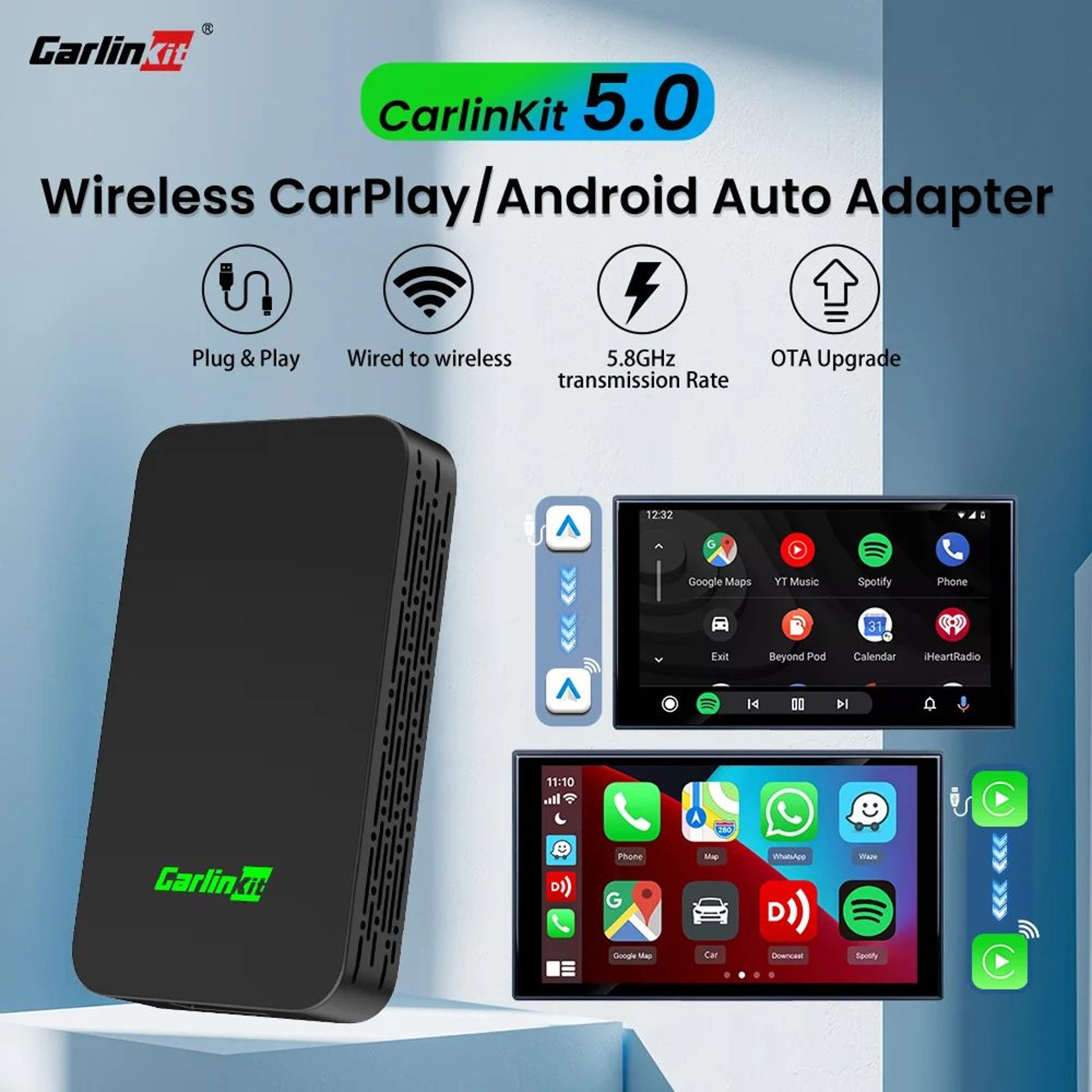 carlin kit 5.0 wireless carplay android auto adapter
