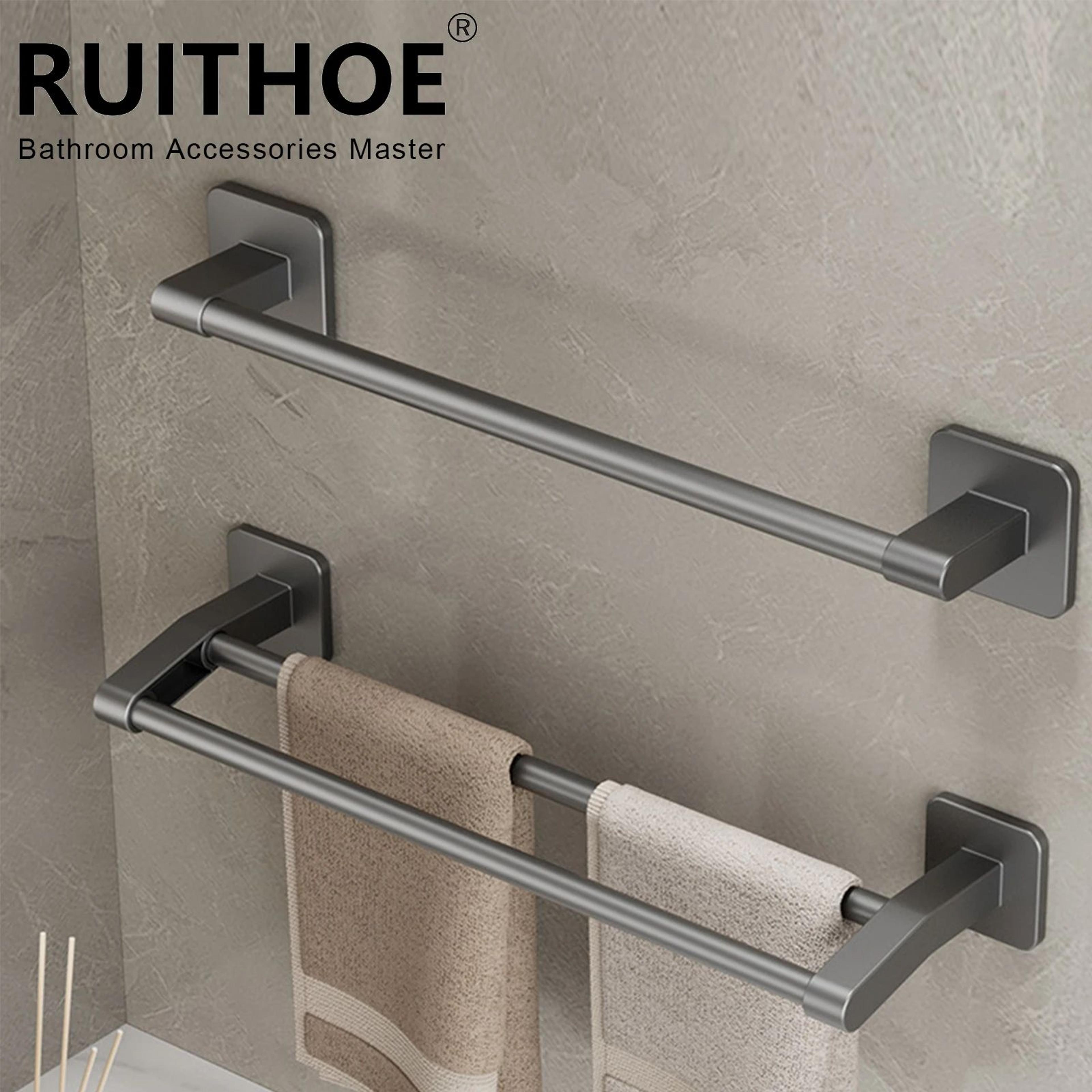 No Drill Double Bar Bathroom Towel Rack 0