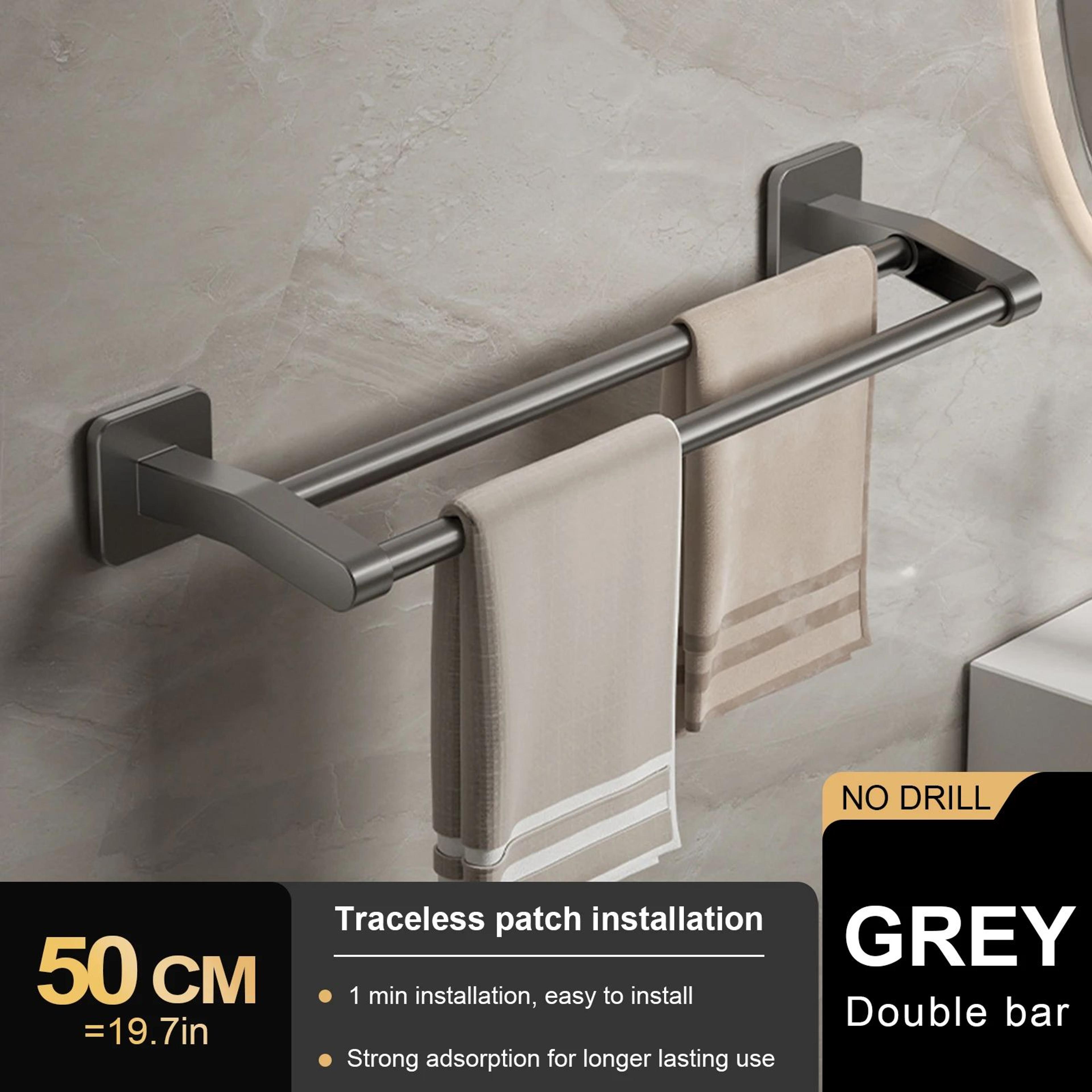 No Drill Double Bar Bathroom Towel Rack 15