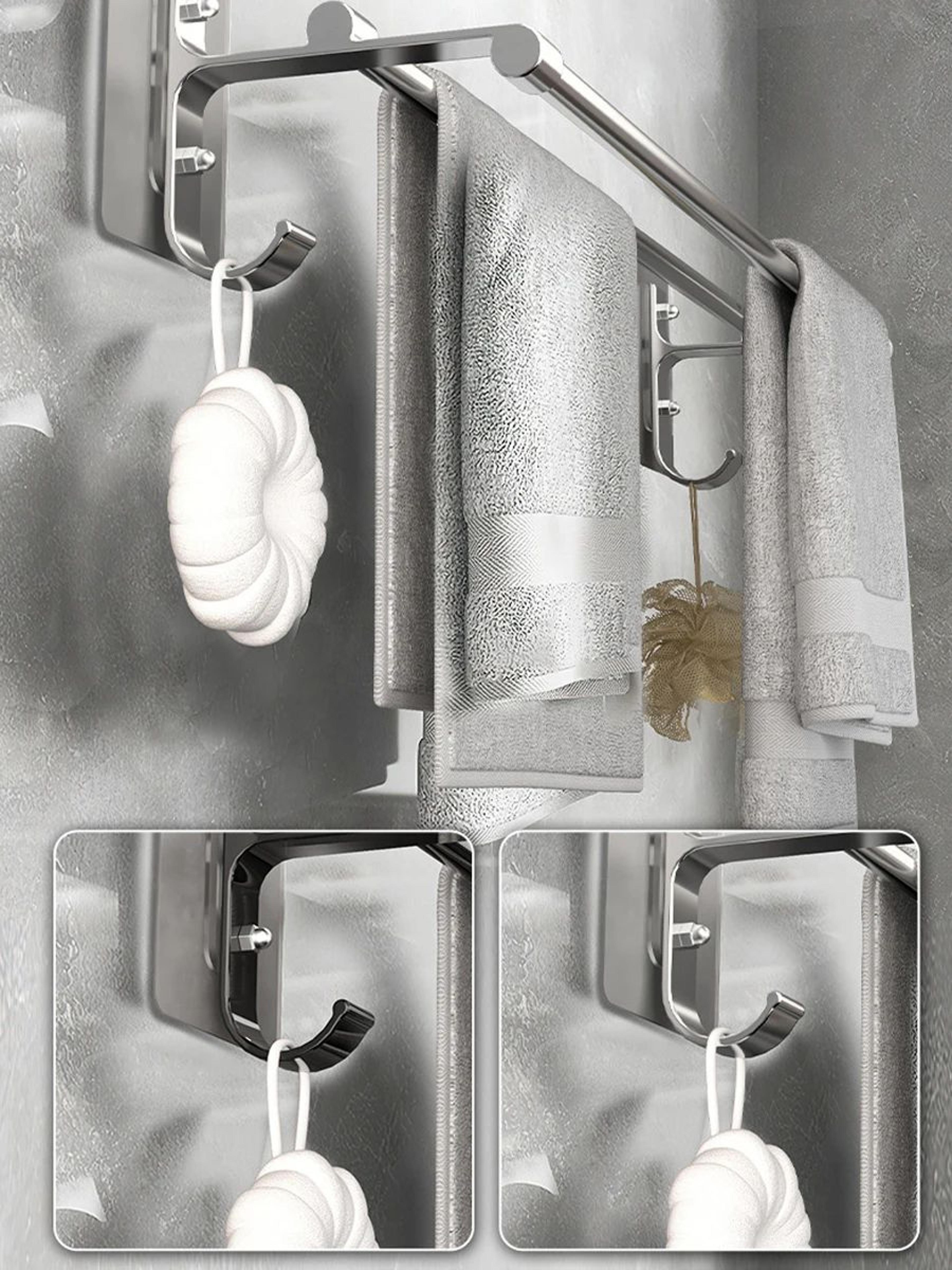 No Drill Aluminum Double Bar Towel Rack 6