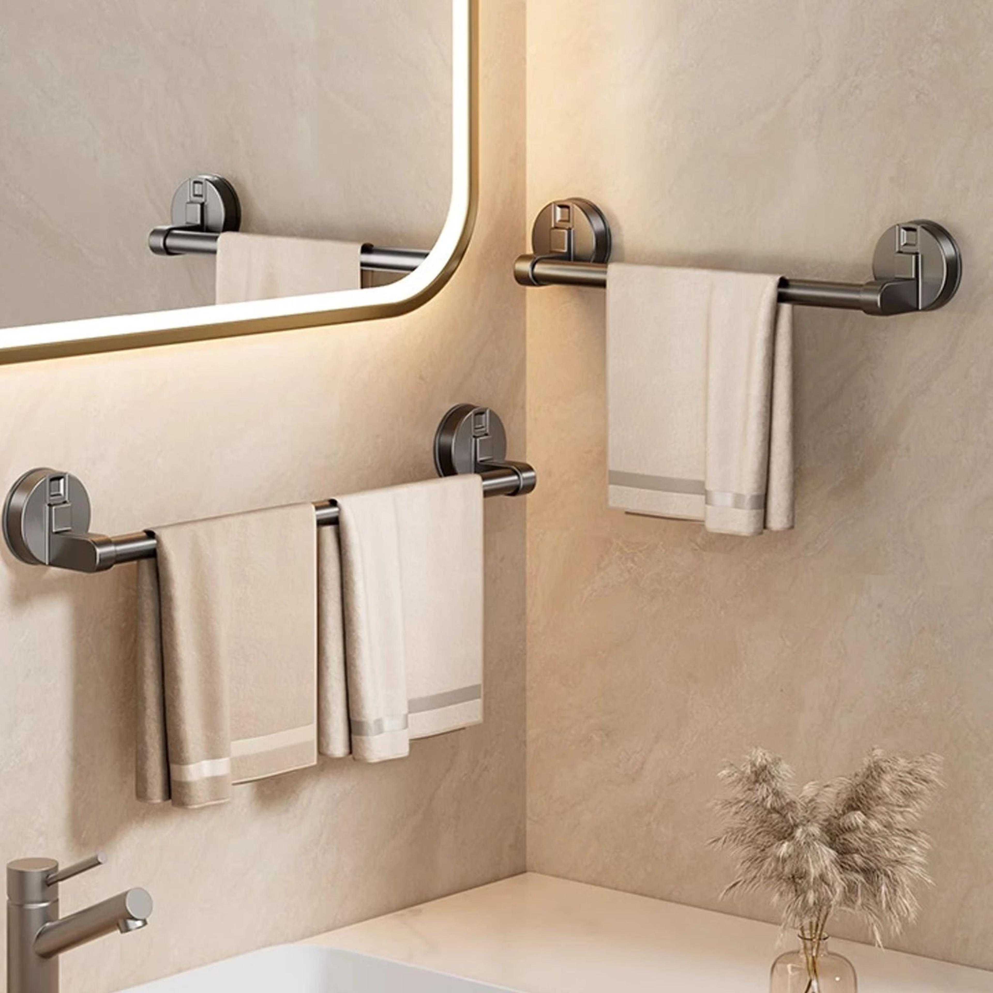 Suction Cup Double Bar Bathroom Towel Rack 7