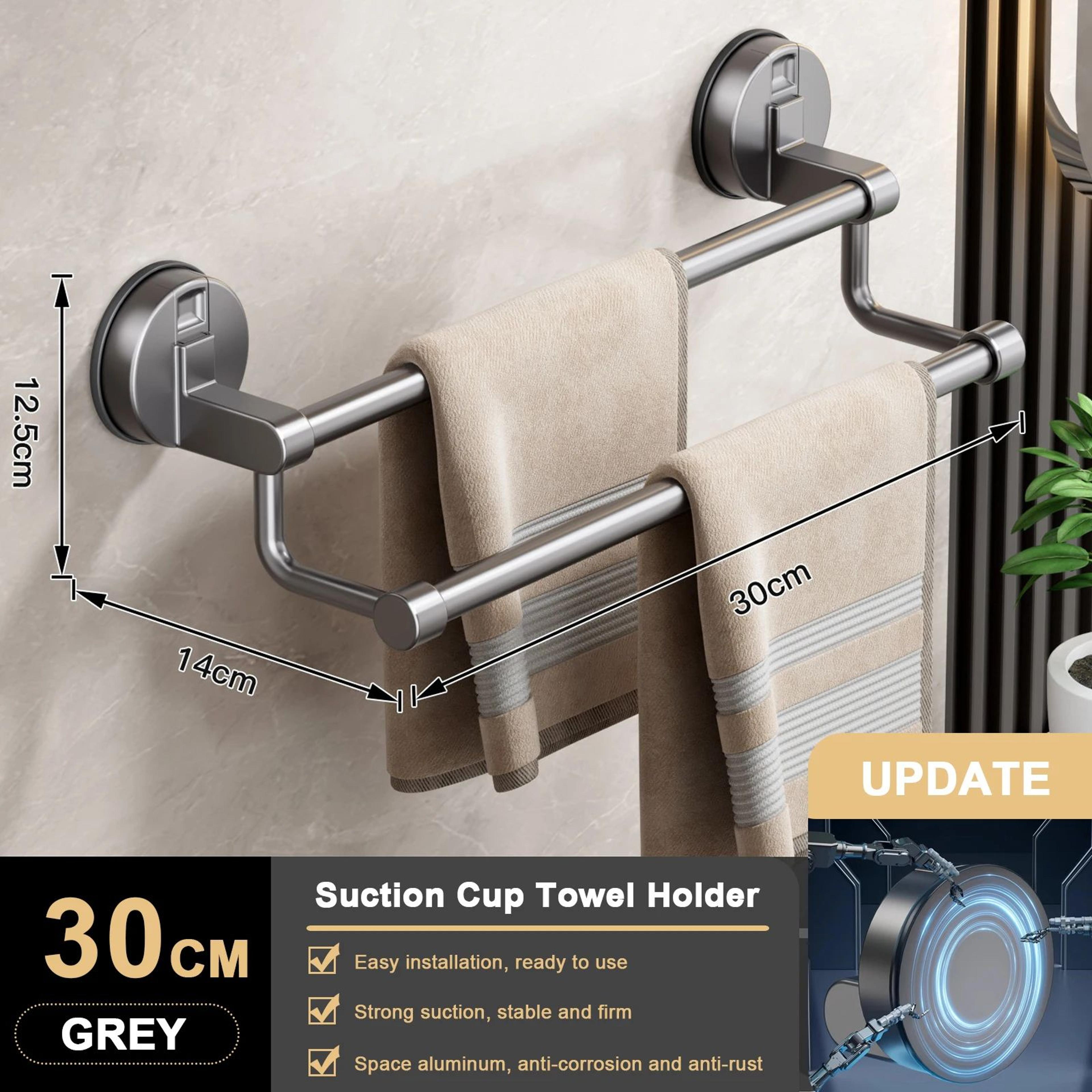 Suction Cup Double Bar Bathroom Towel Rack 11