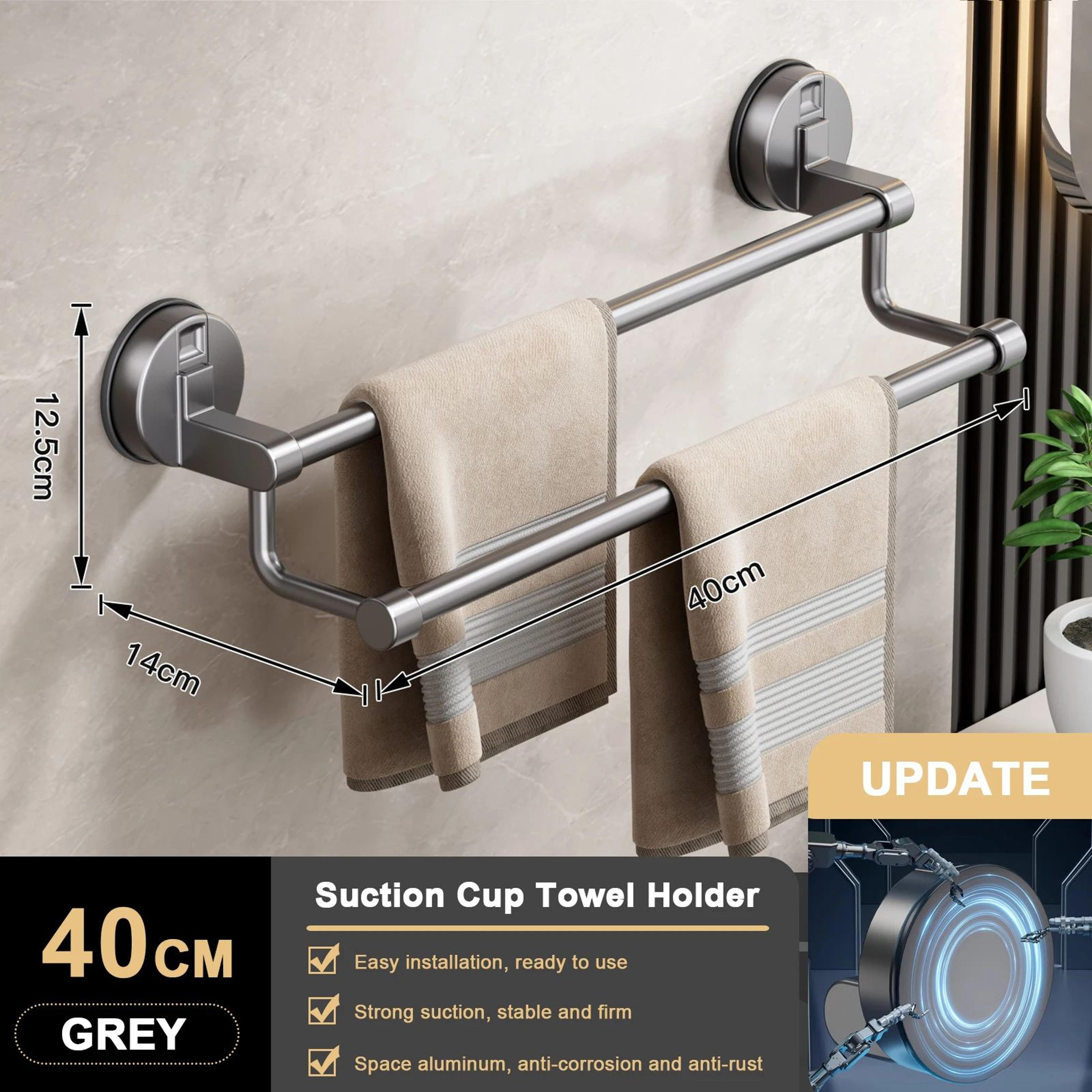 Suction Cup Double Bar Bathroom Towel Rack 13