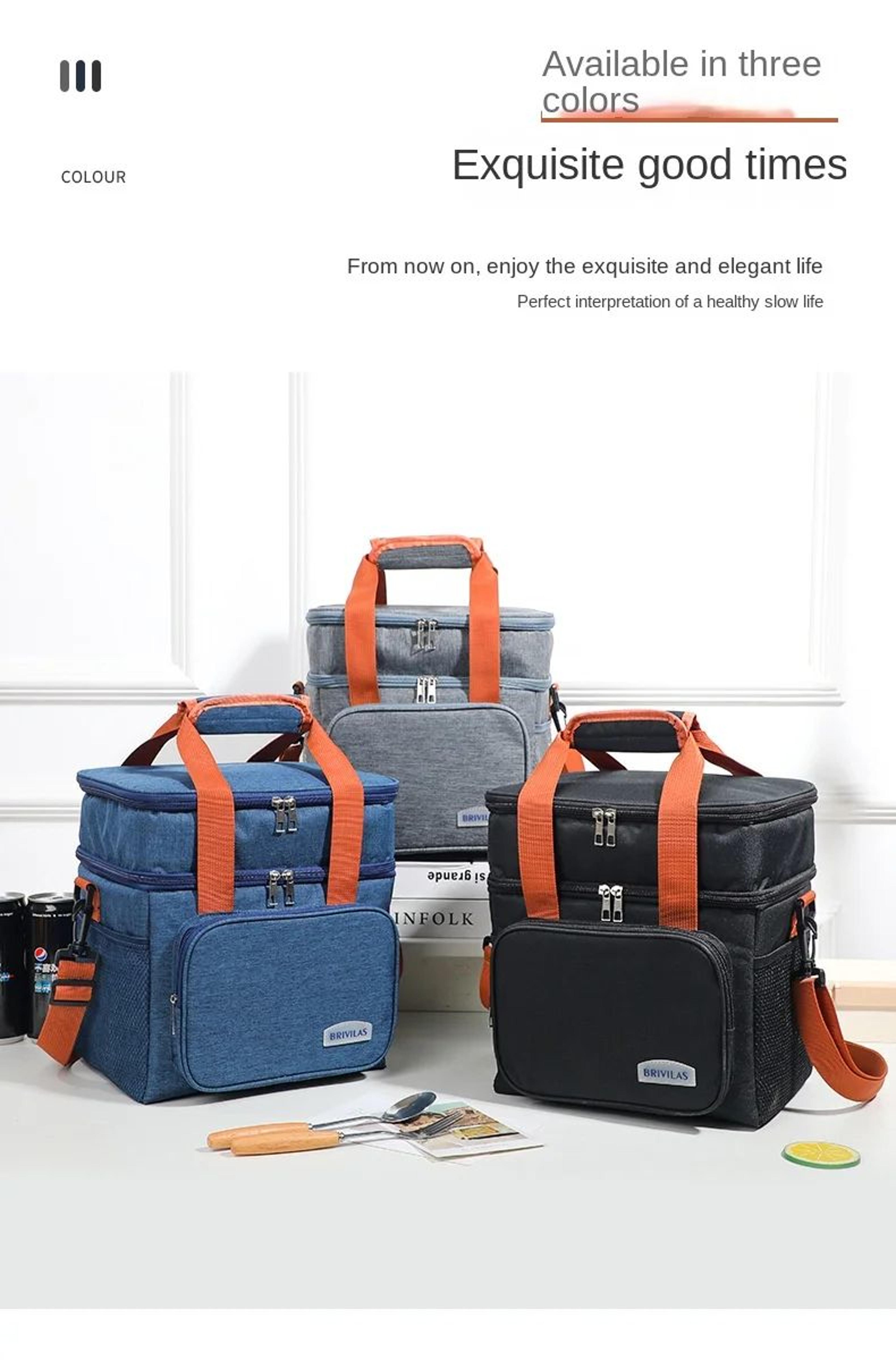 Double Layer Large Capacity Insulated Lunch Bag 12