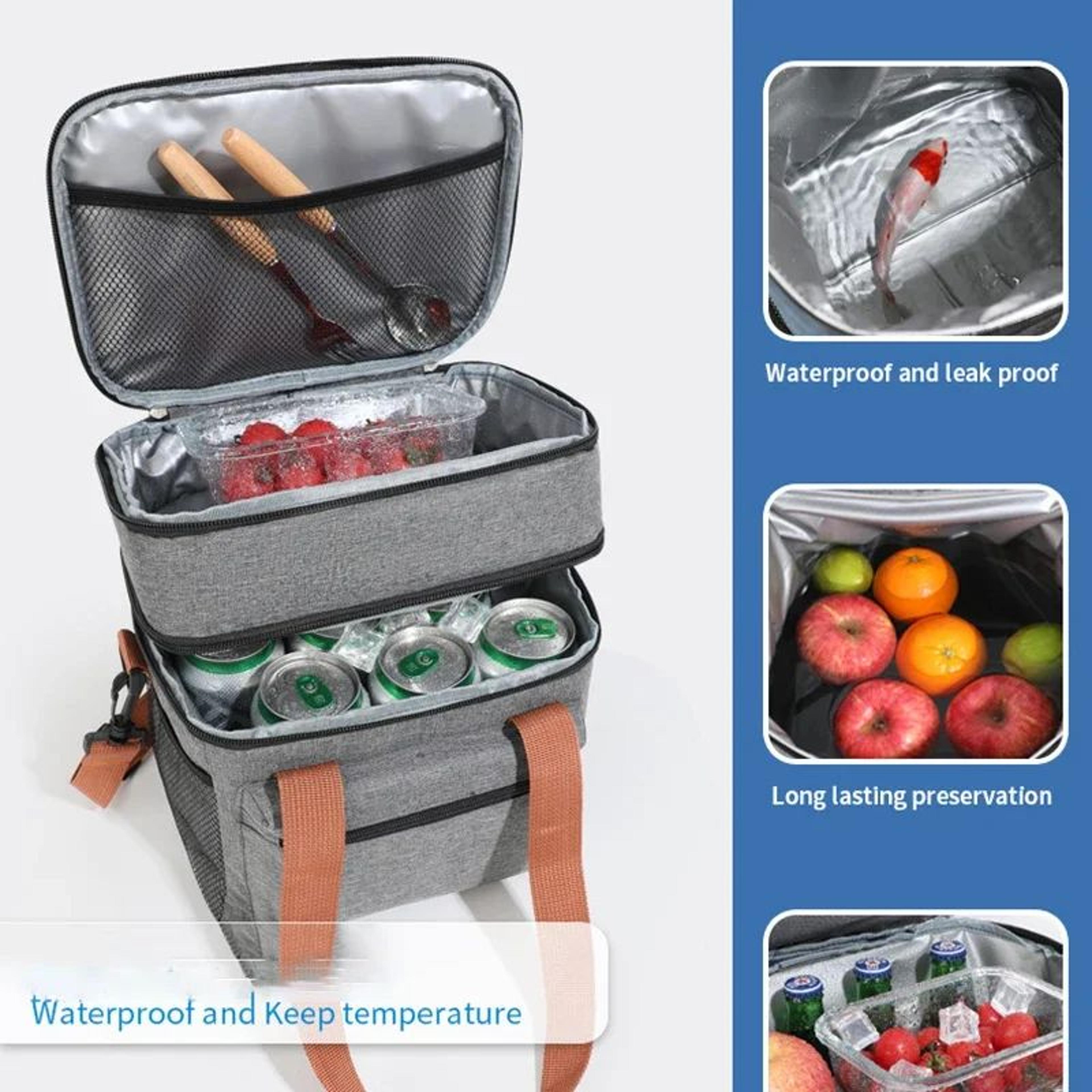 Double Layer Large Capacity Thermal Lunch Bag 1