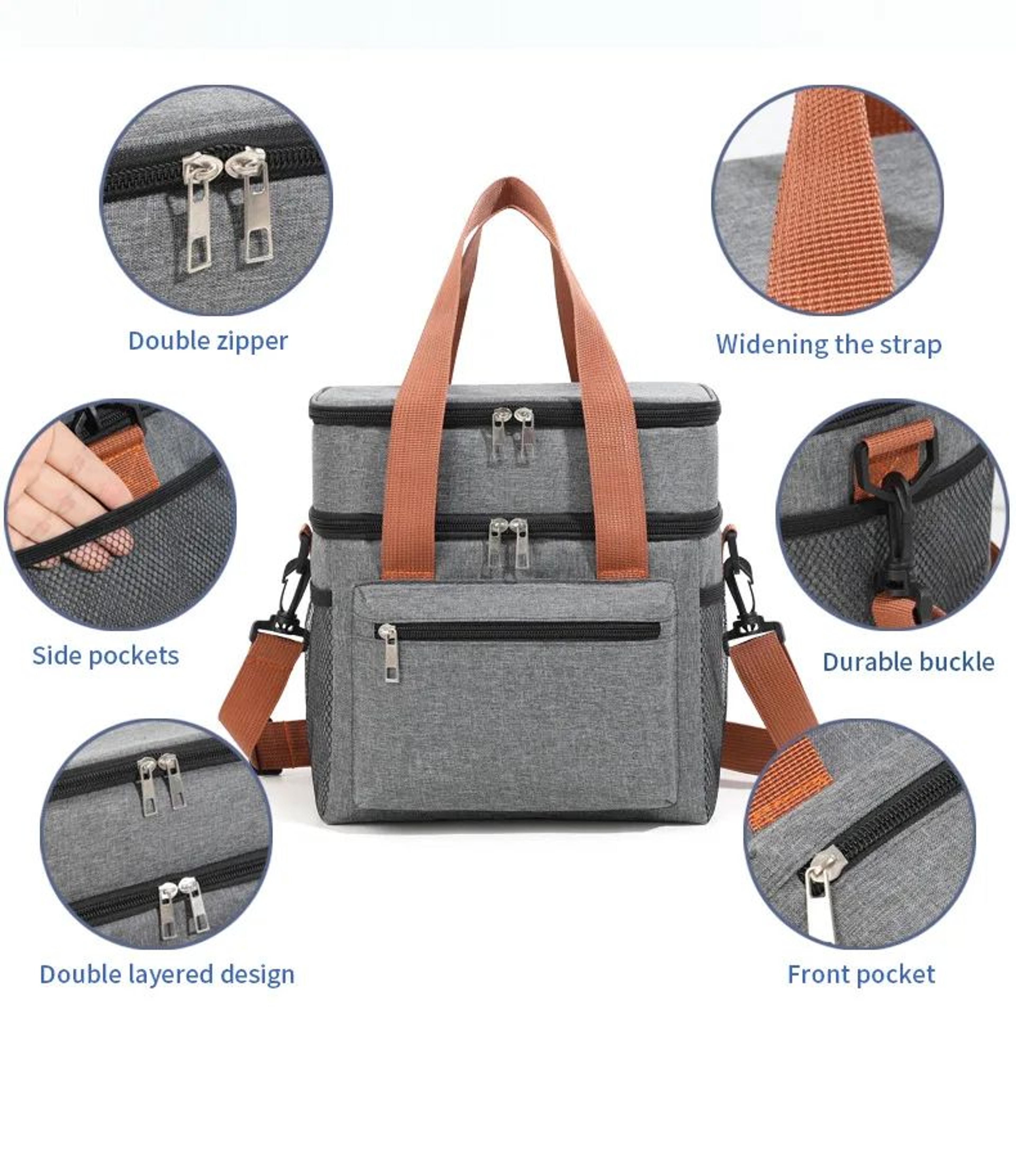 Double Layer Large Capacity Thermal Lunch Bag 8
