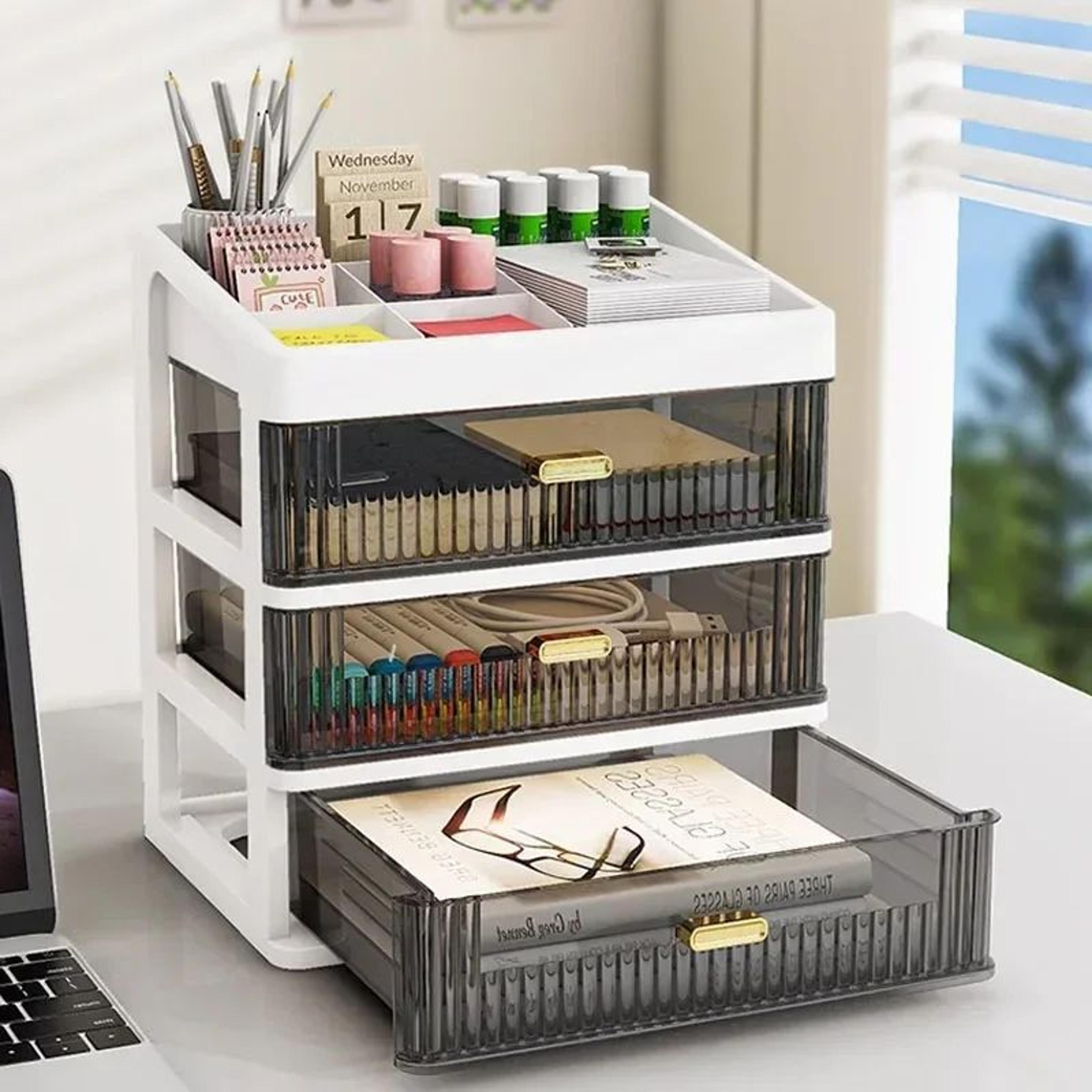 transparent drawer desk organizer box