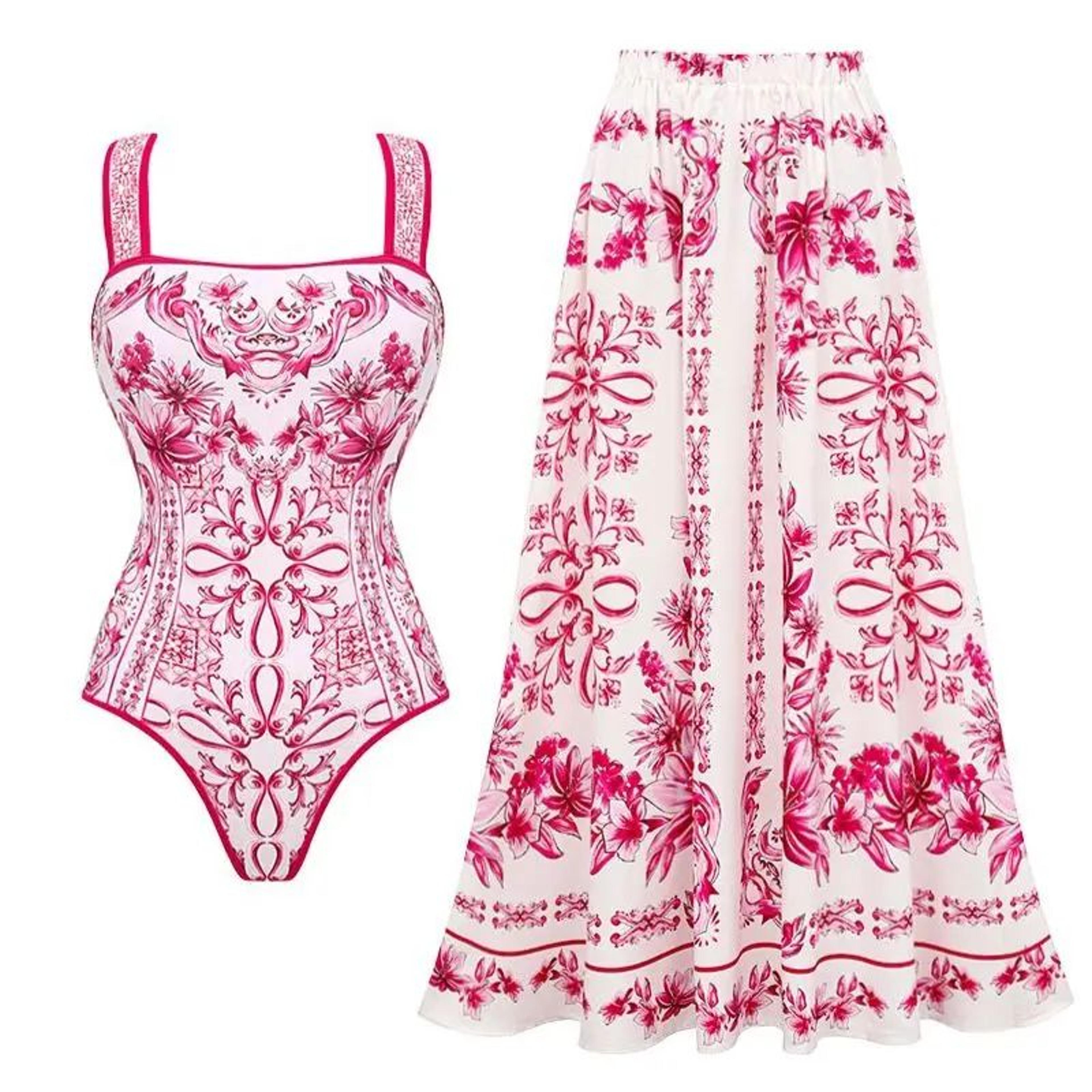 2024 Vintage Pattern OnePiece Swimsuit For Women 14