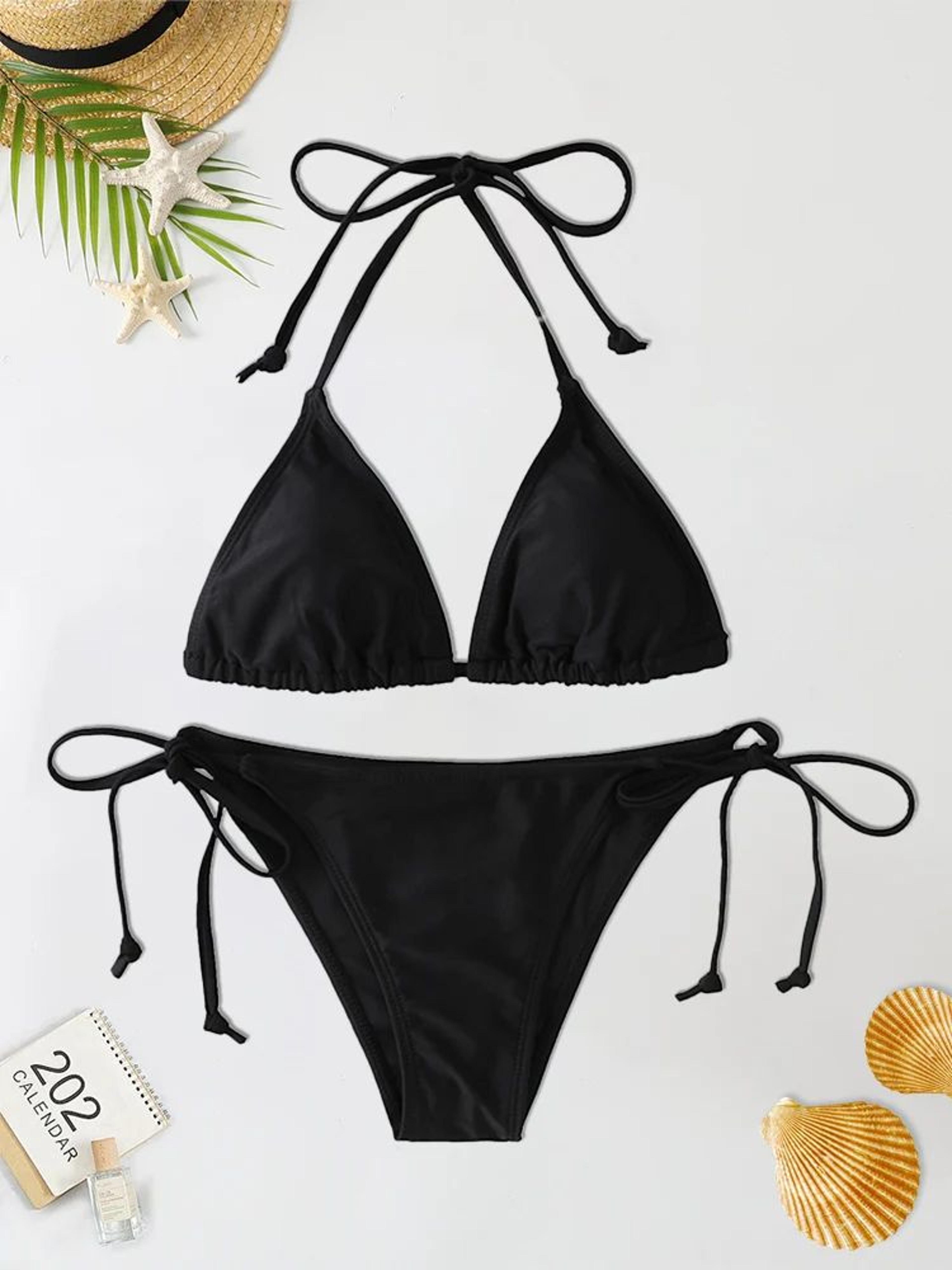 2024 fashion sexy triangle bikini and brazilian one-piece swimsuit set