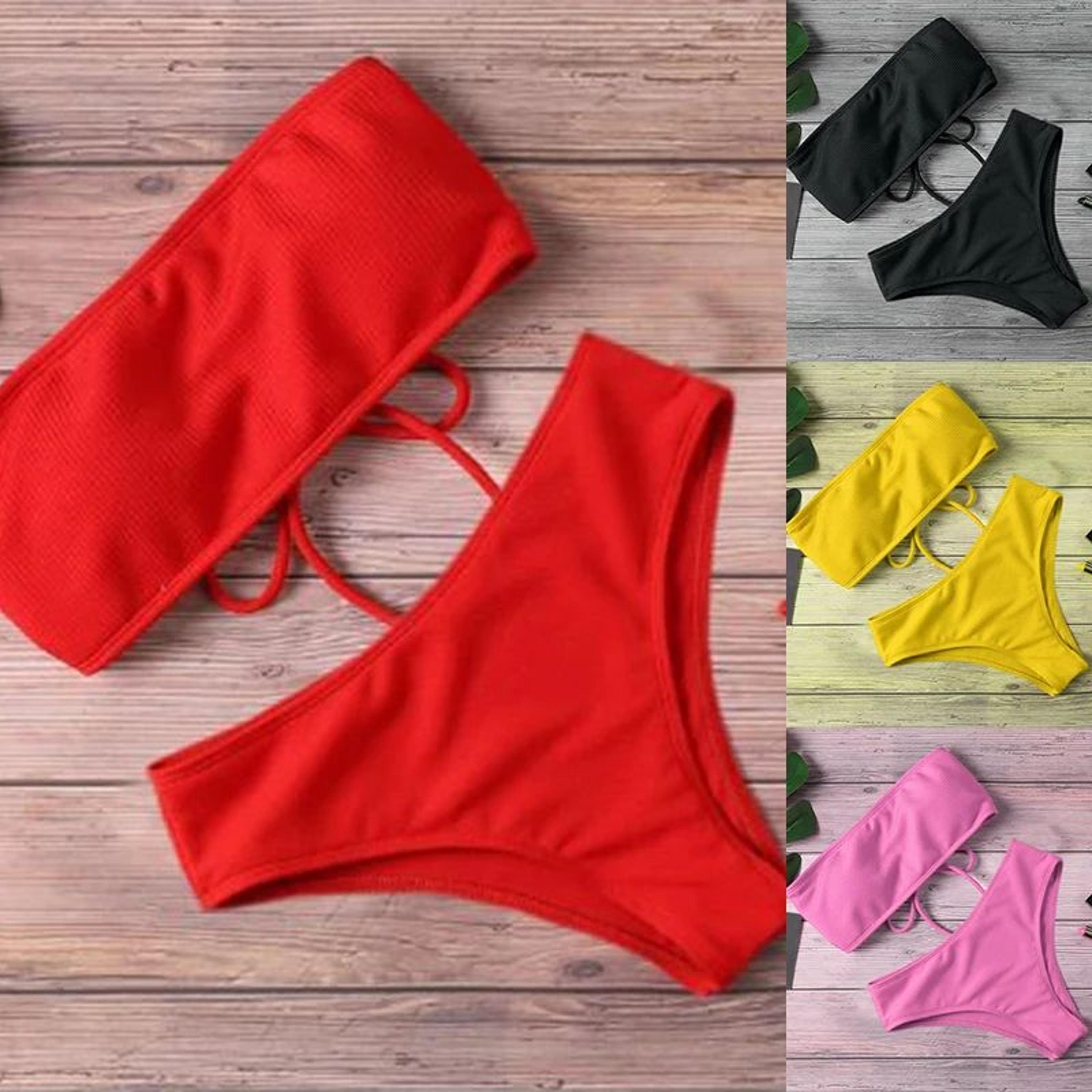 2024 high waist strapless bikini set women sexy swimwear
