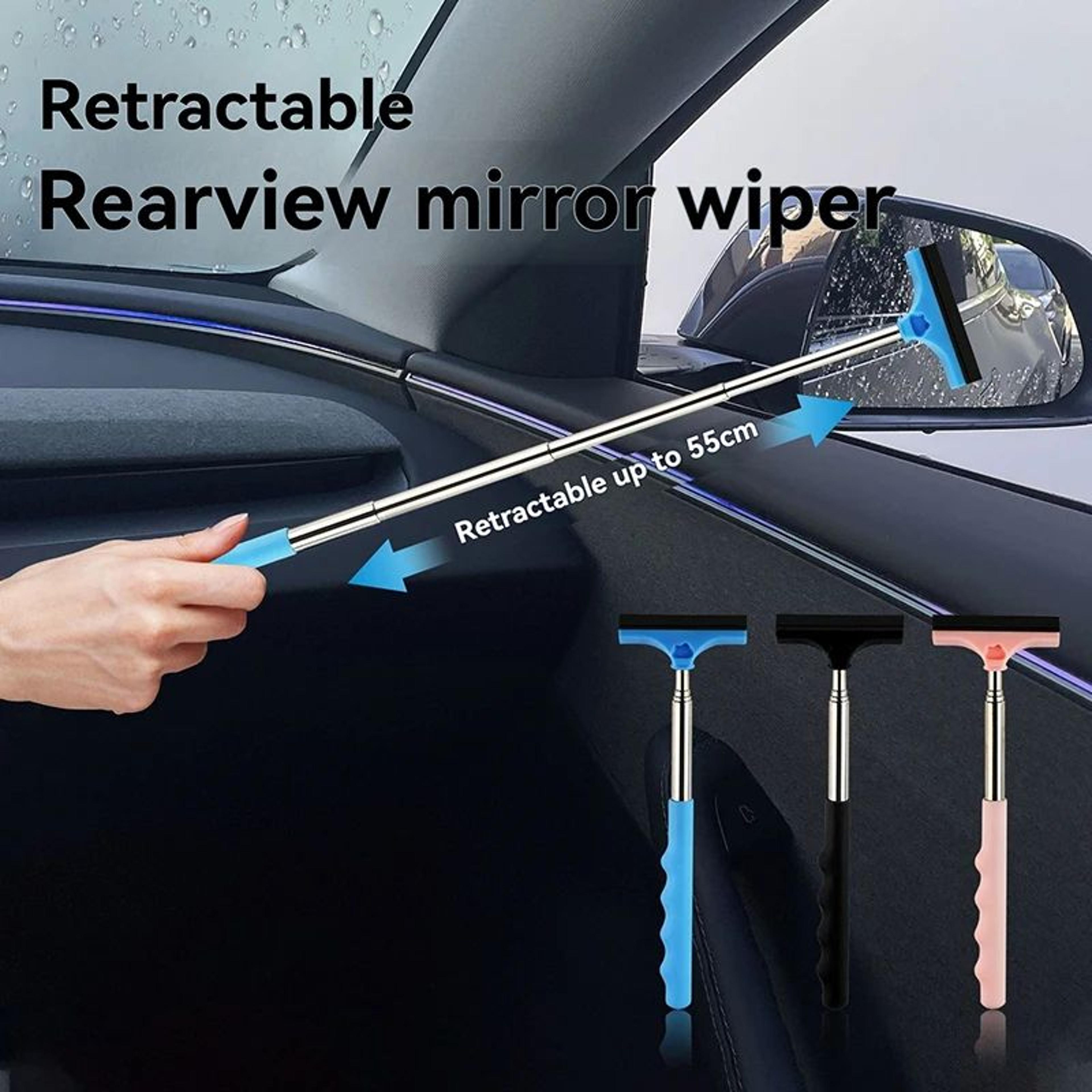 portable retractable car mirror and windshield wiper cleaner tool
