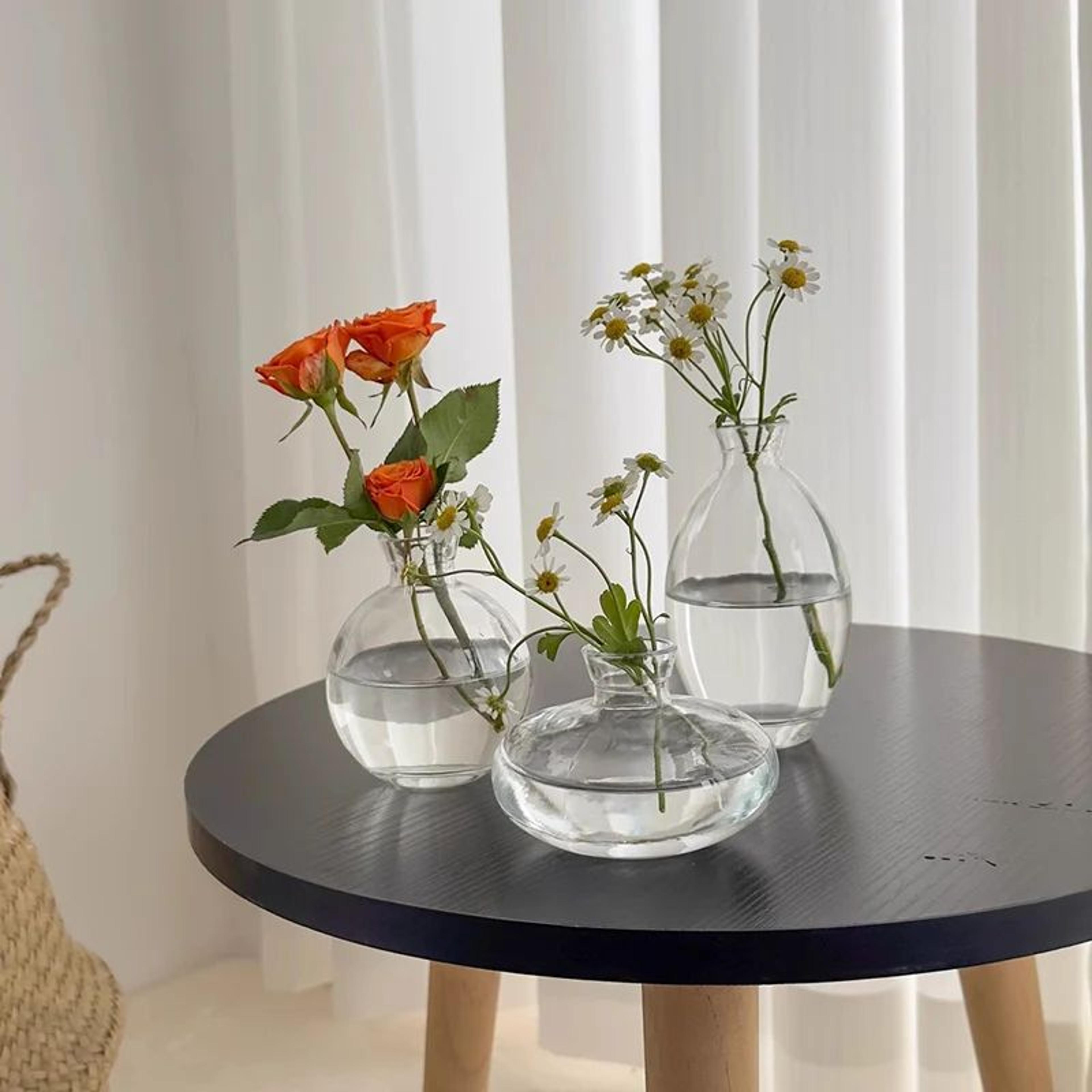 3 piece vintage glass vase set for plants