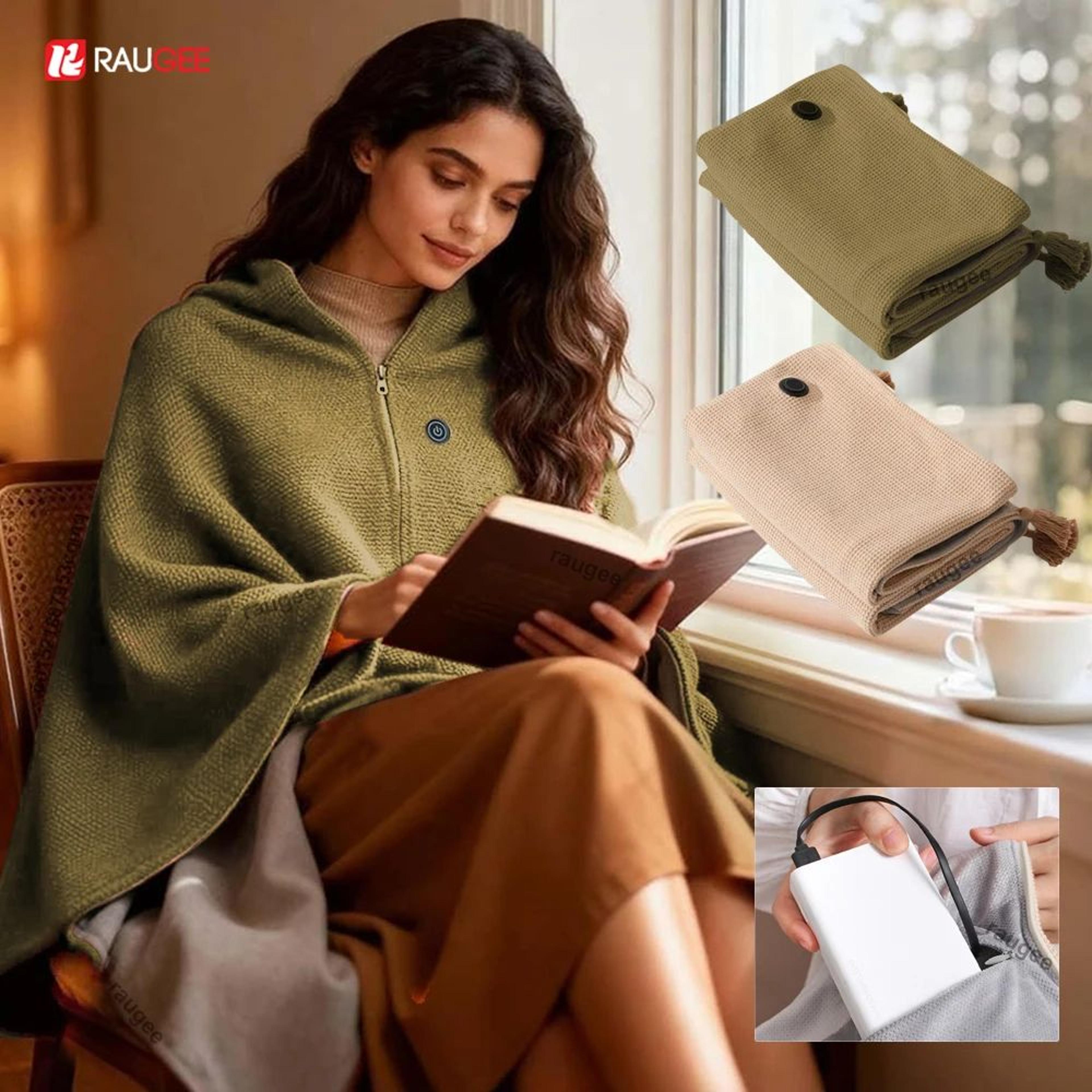usb heated wearable shawl blanket