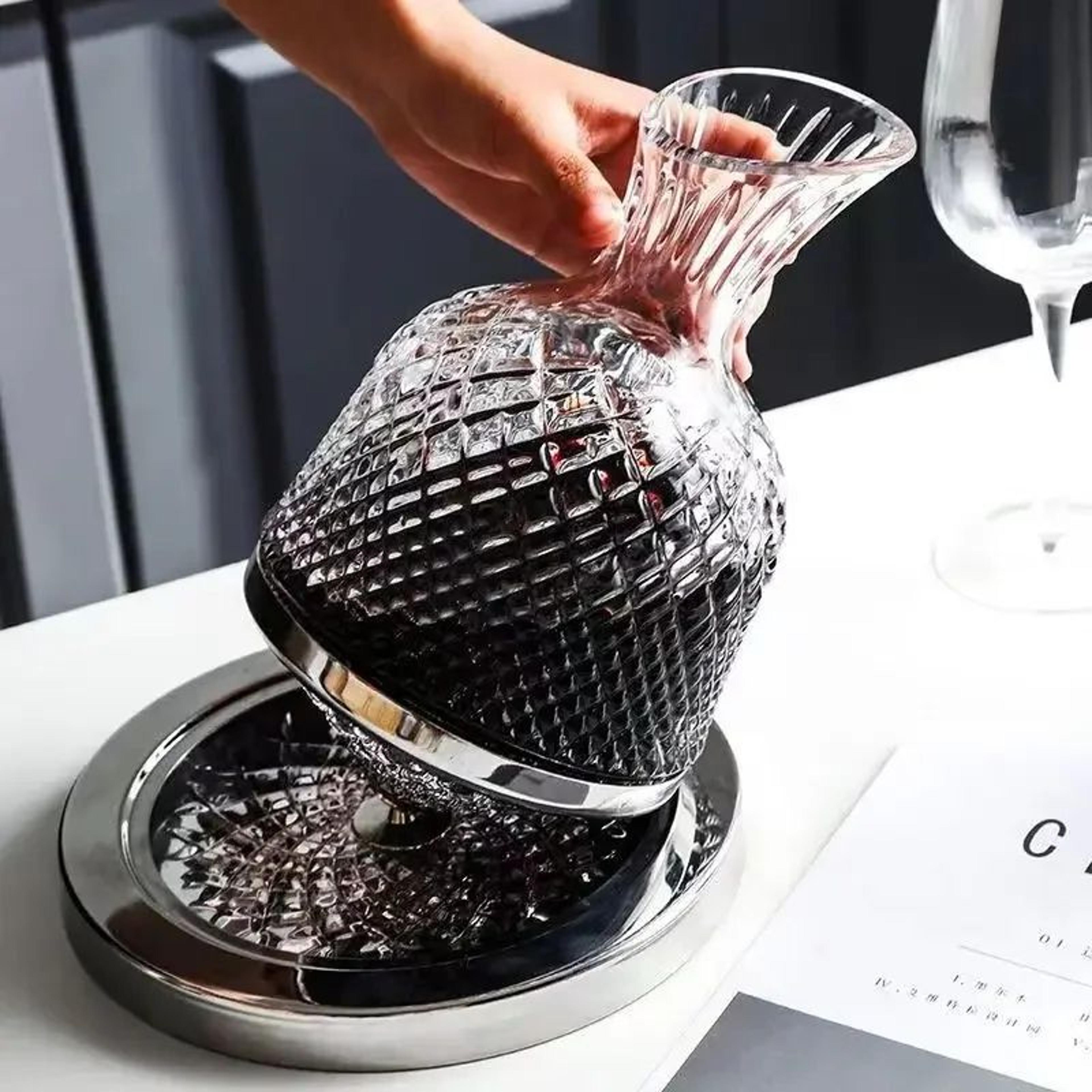 360 Rotating Crystal Glass Wine Decanter 1500 Ml 7