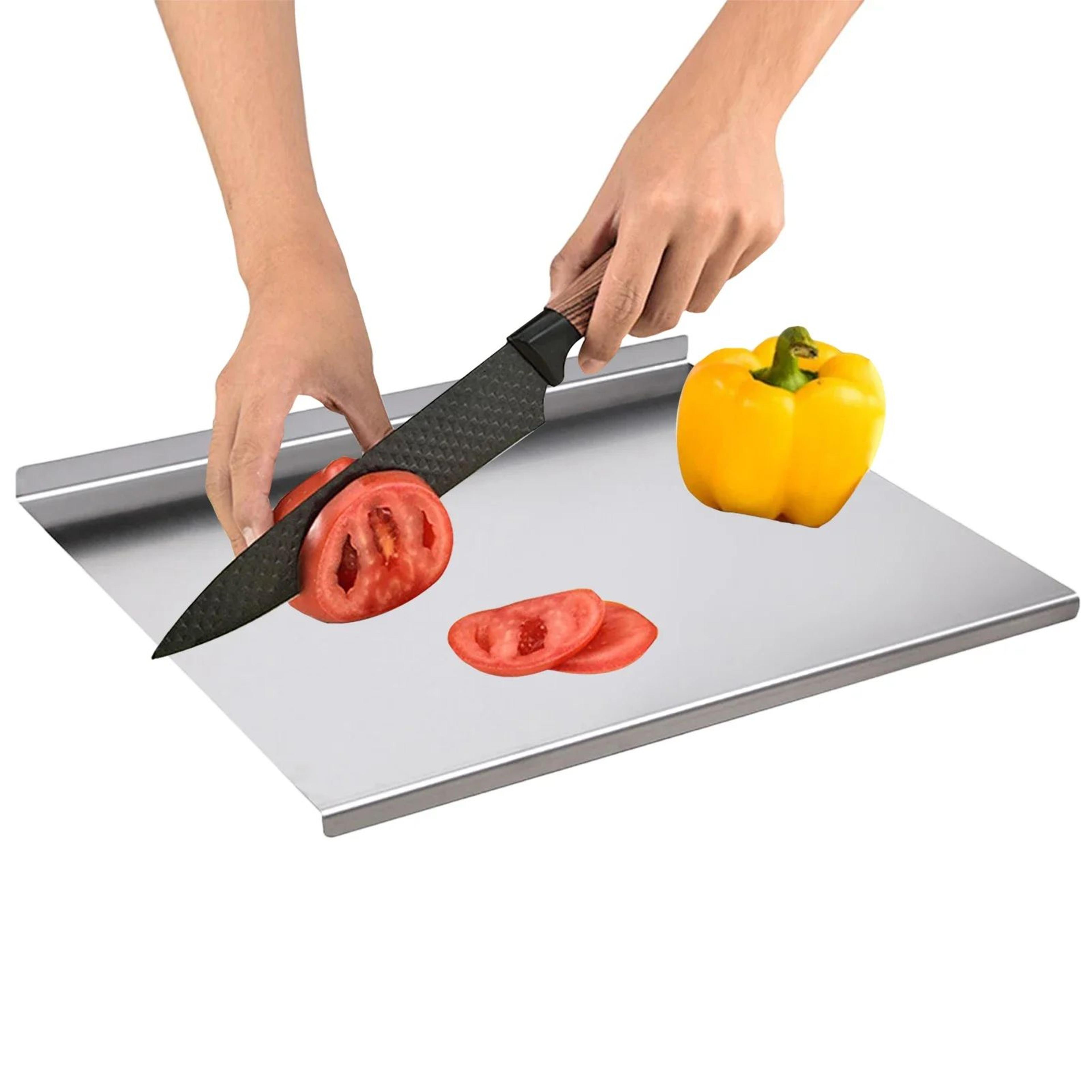 Stainless Steel Cutting Board With Protector Lip 7