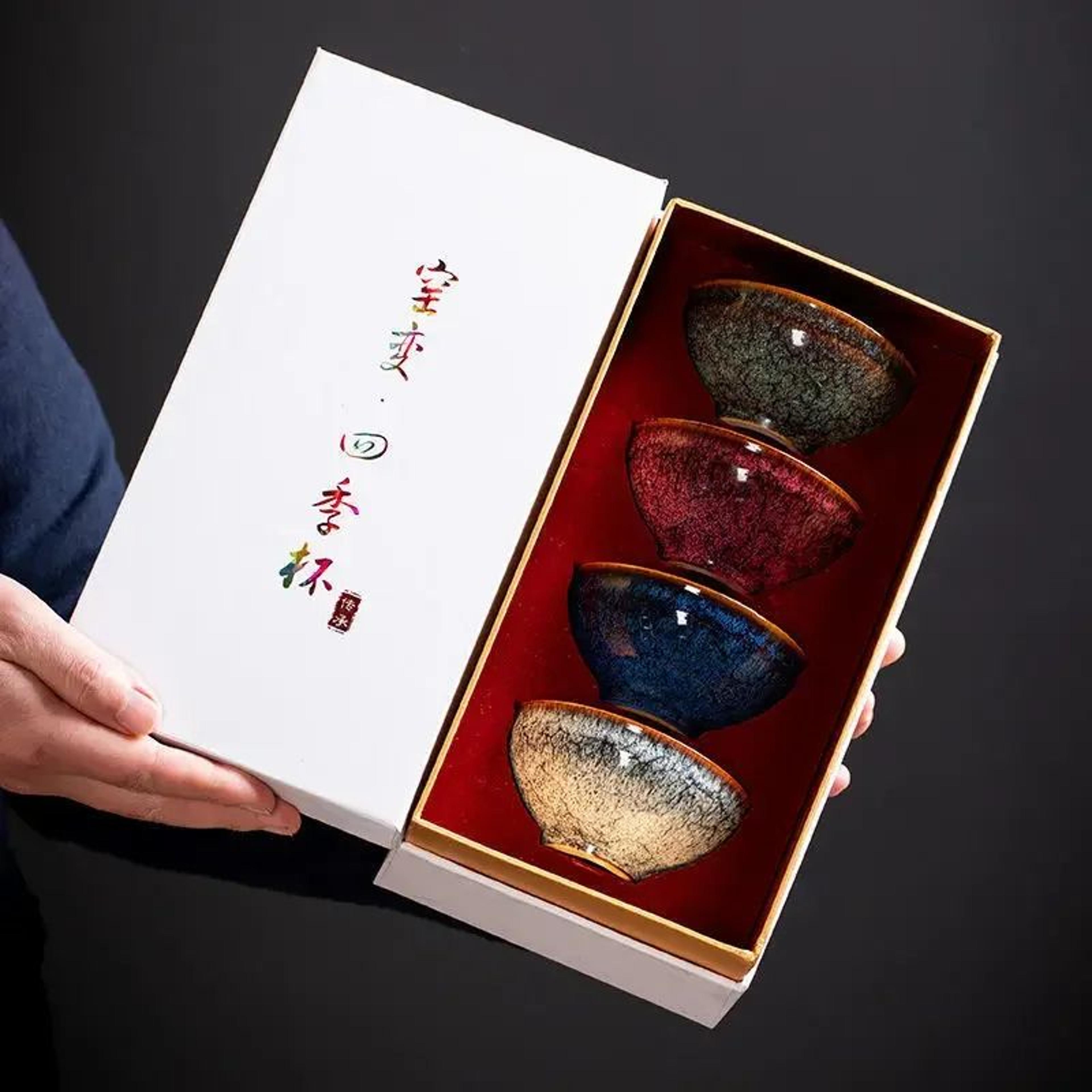four seasons kiln glazed ceramic kung fu tea cup