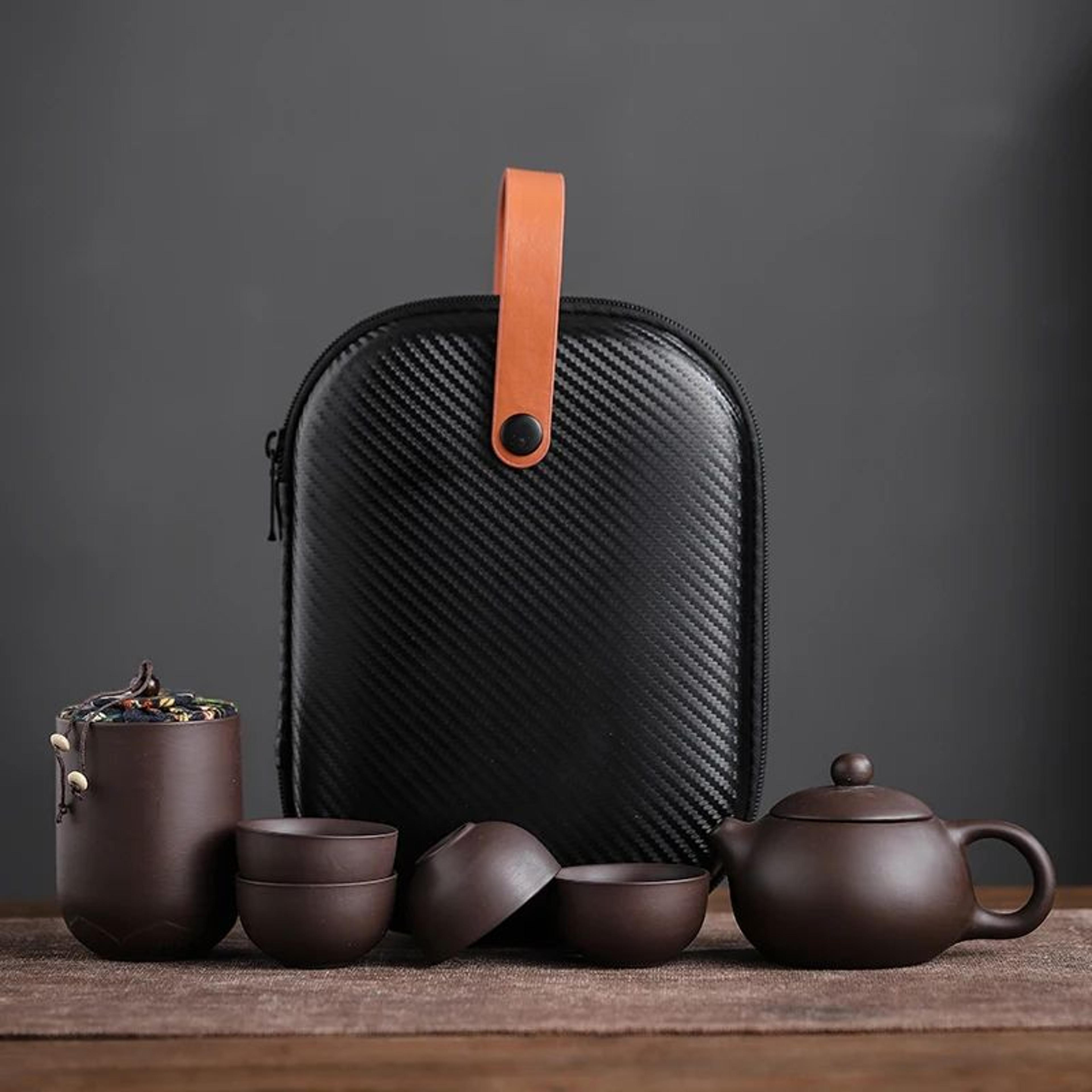 Portable Purple Sand Gaiwan Tea Set For Travel 11