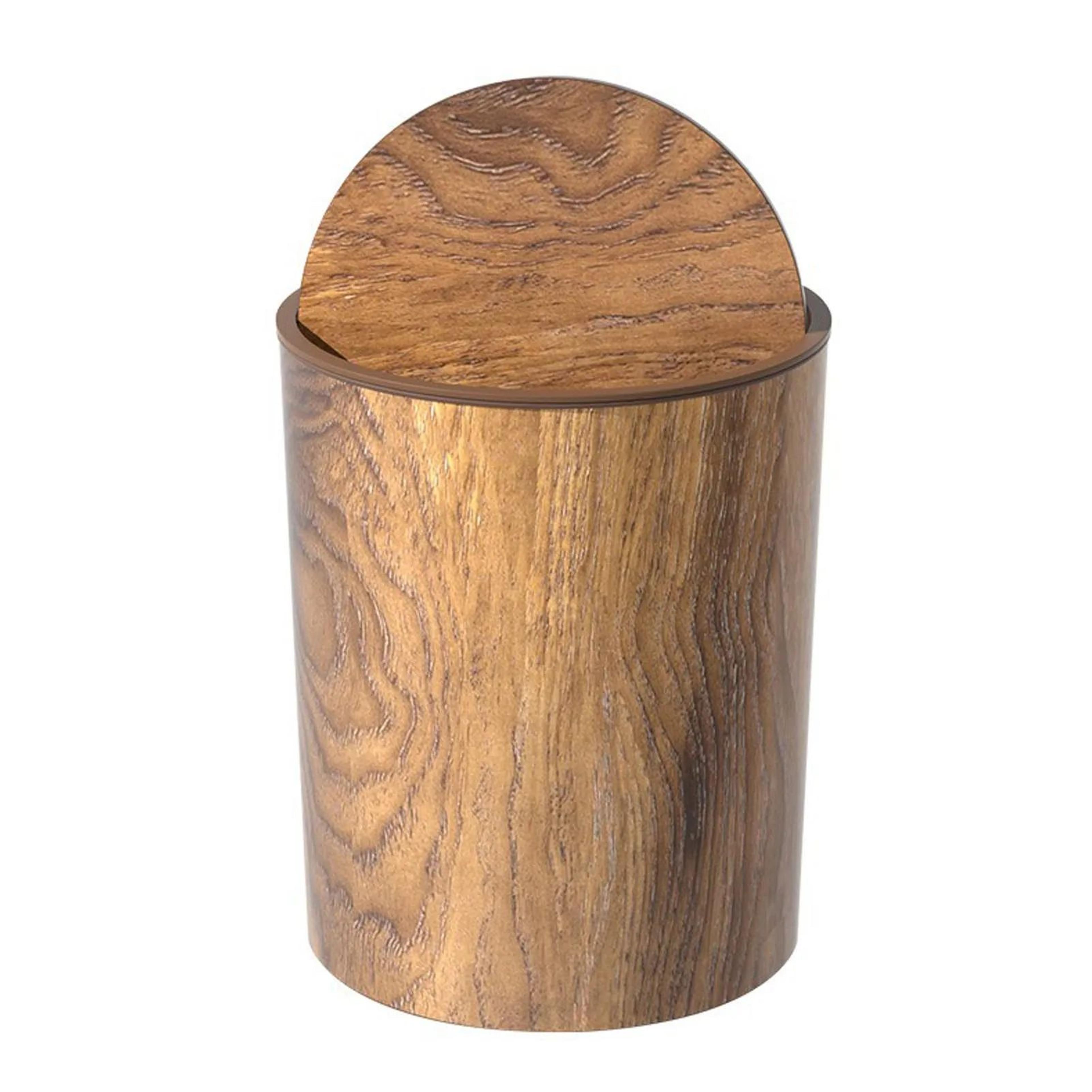 Imitation Wood Trash Can With Swing Lid 8