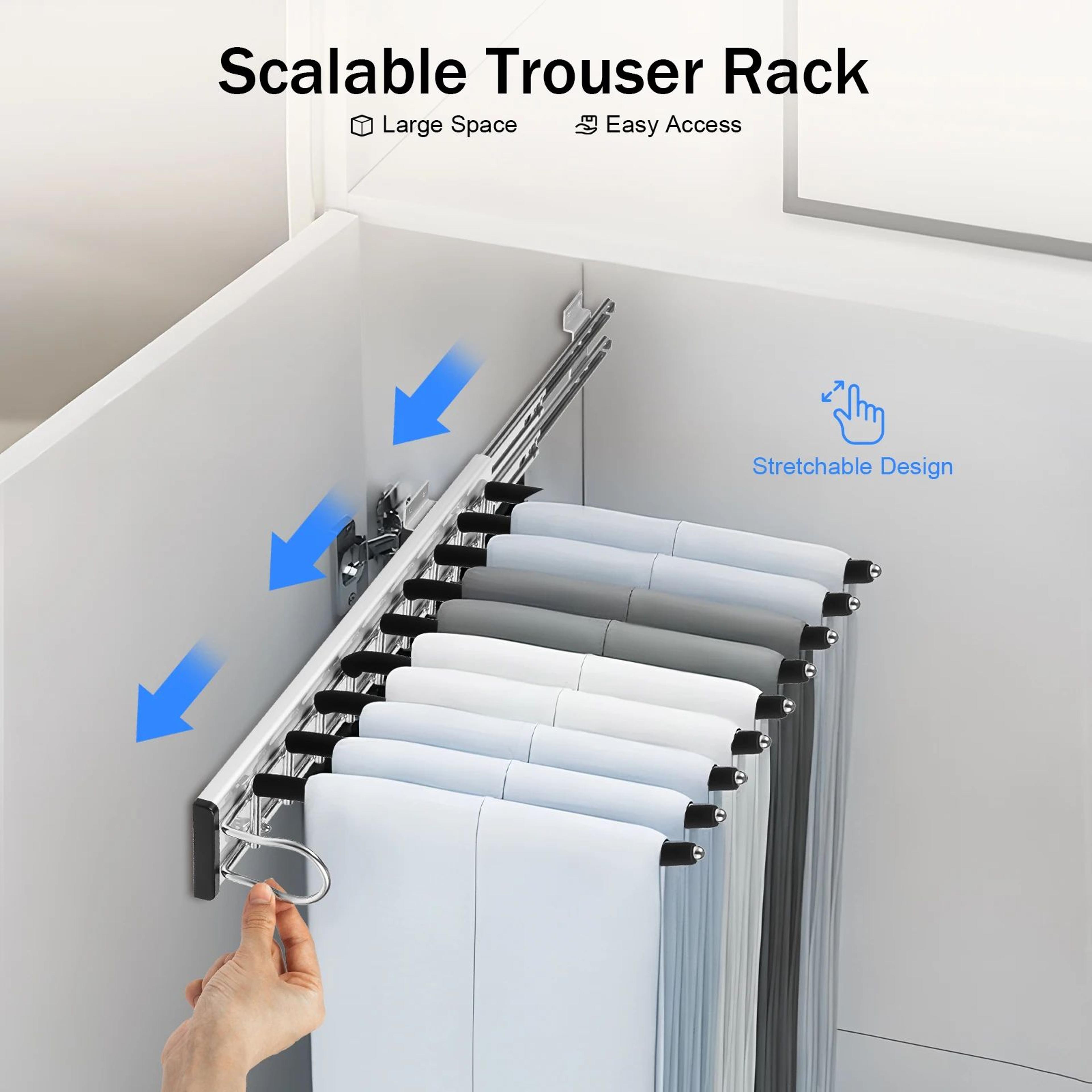 PullOut 9Arm Wardrobe Trousers Rack Closet Organizer 8