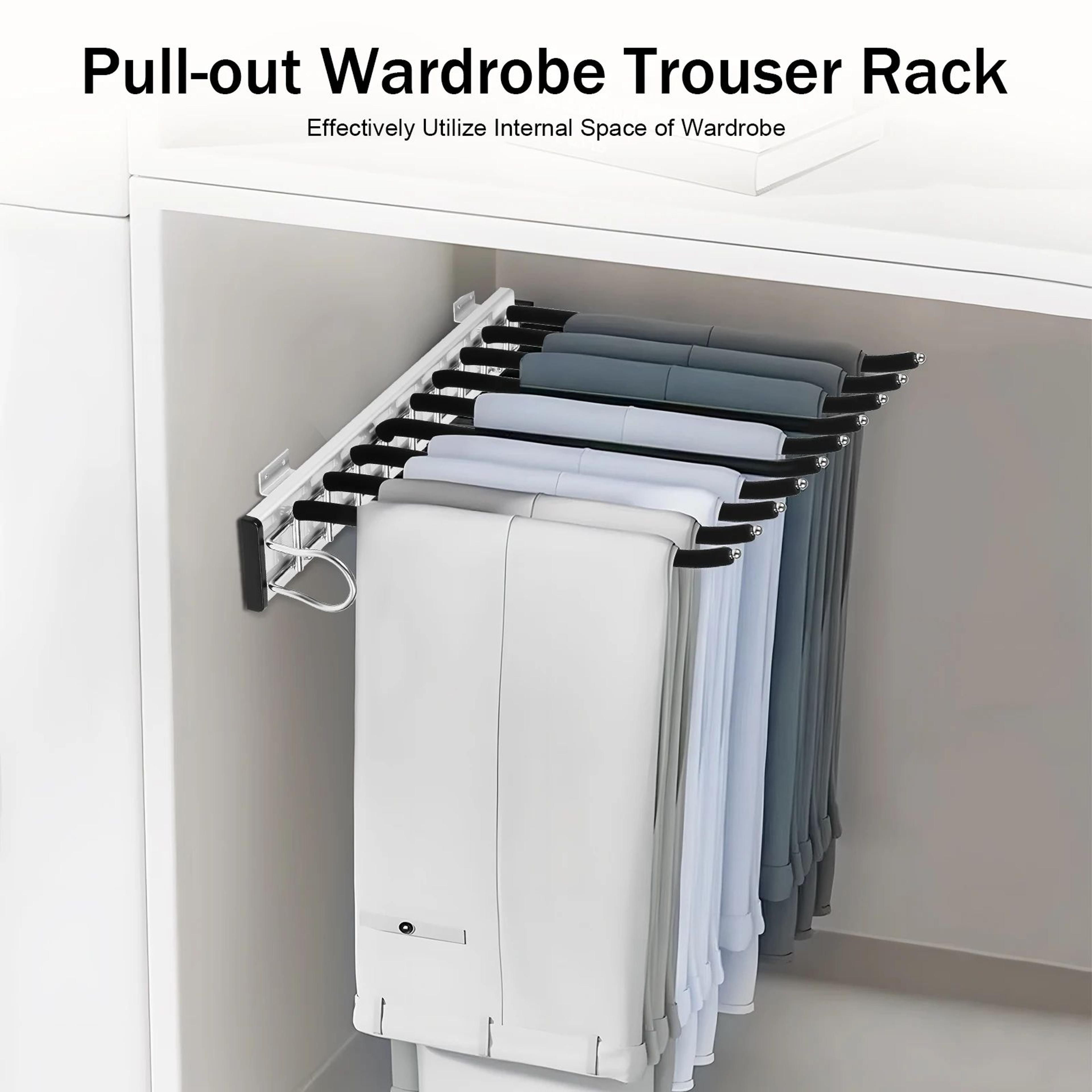 PullOut 9Arm Wardrobe Trousers Rack Closet Organizer 12
