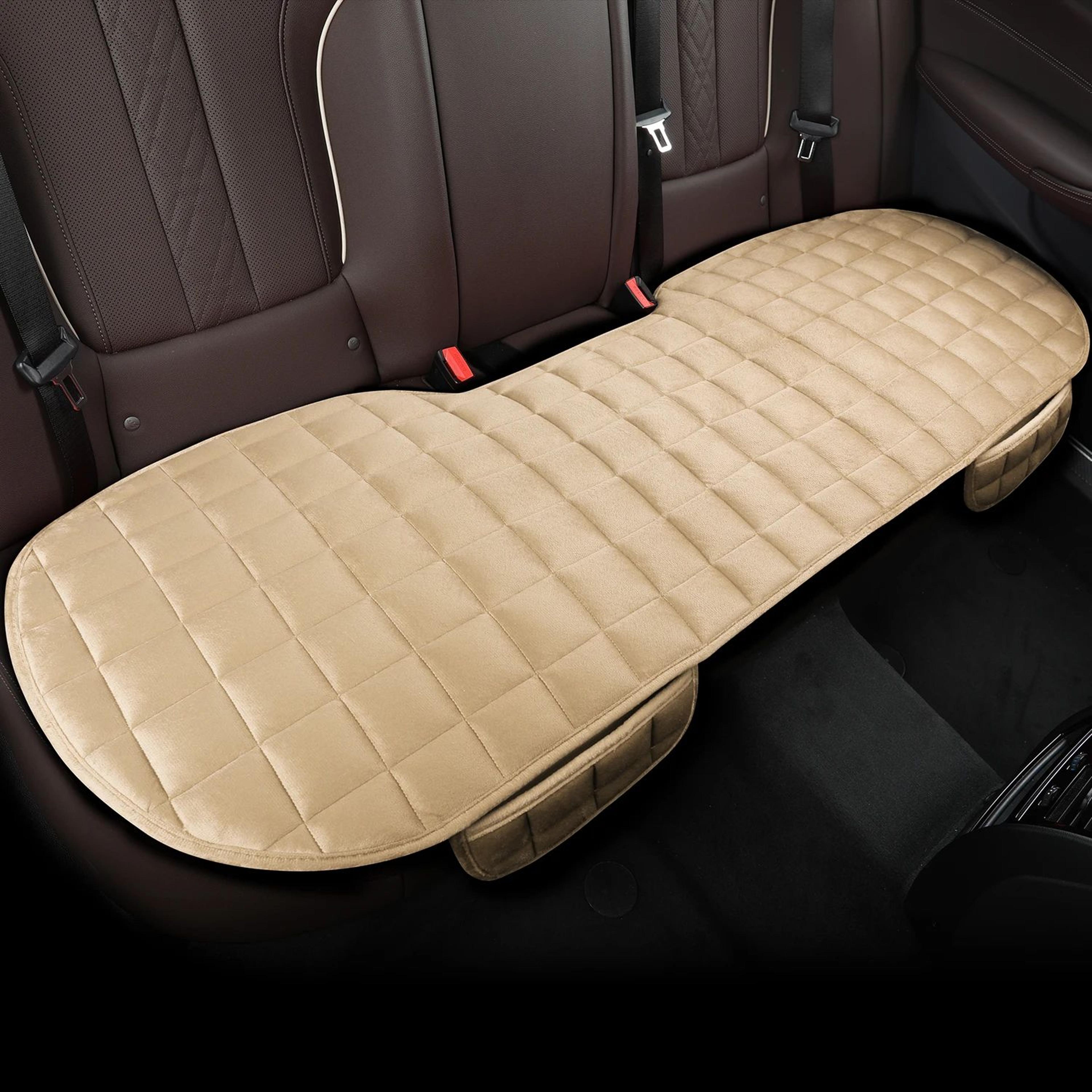 plaid embroidered universal car seat cushion with storage bag