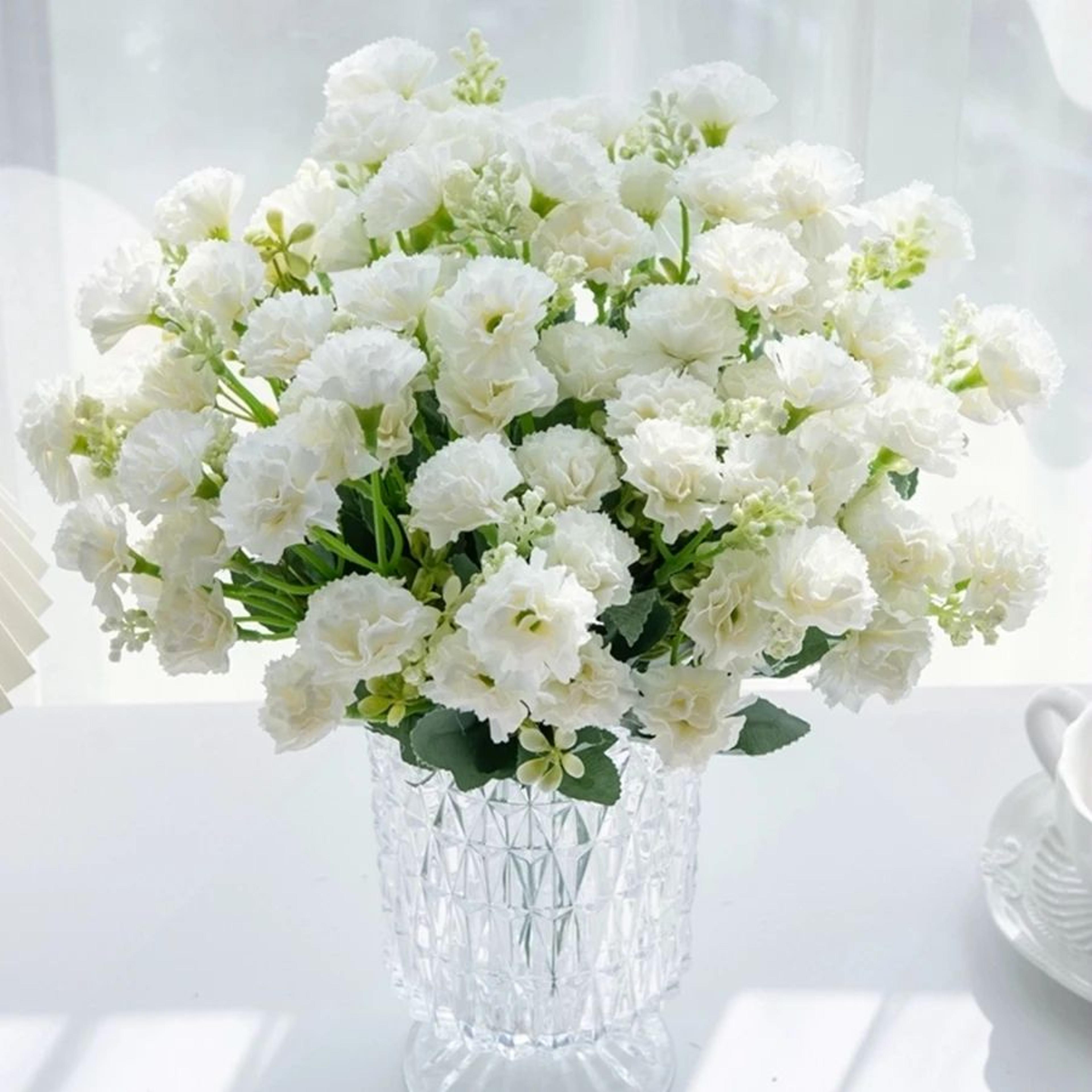 5 forks 15 heads small artificial carnation flowers for decor