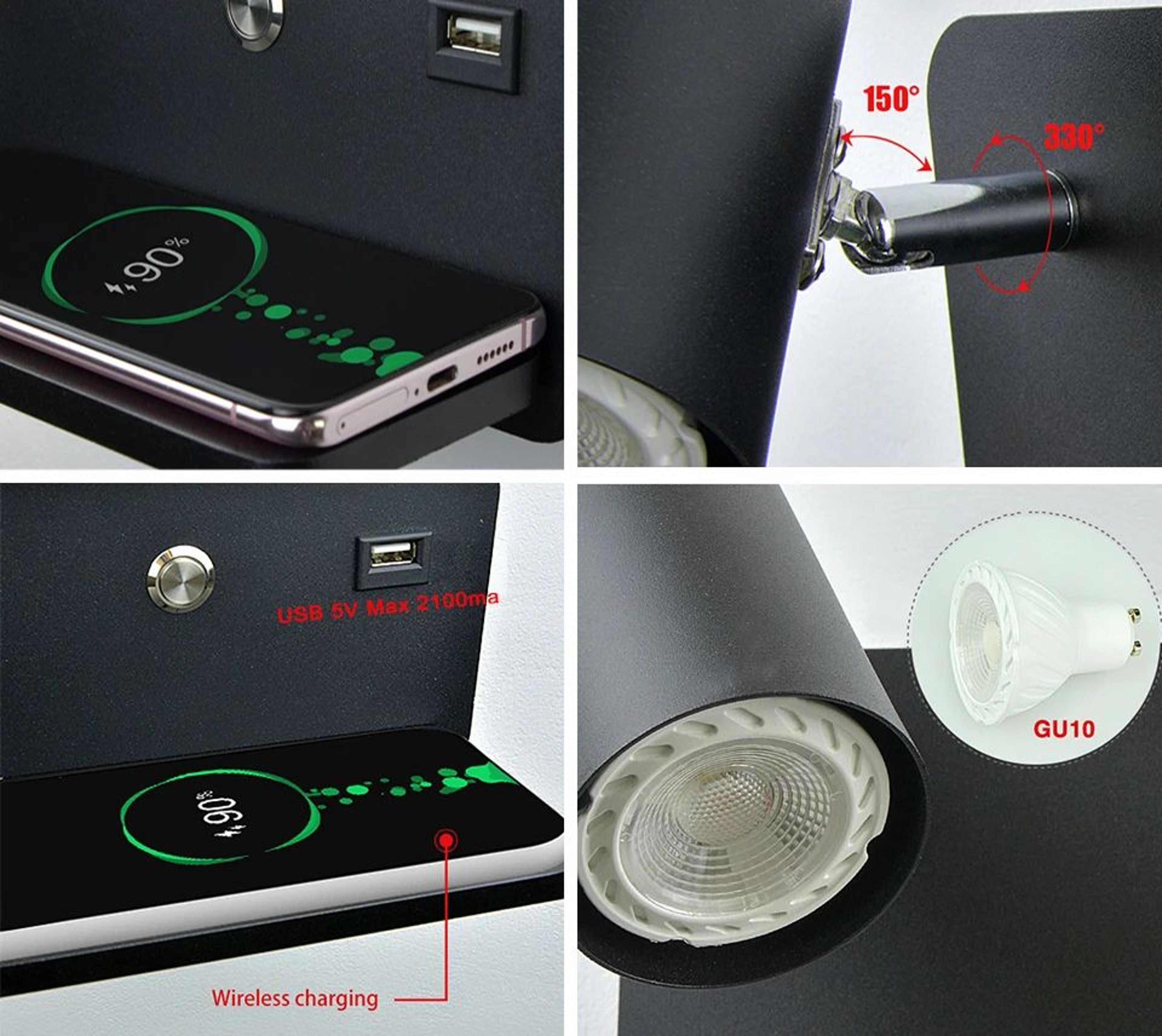 Nordic USB And Wireless Charging LED Wall Lamp 5 W 4