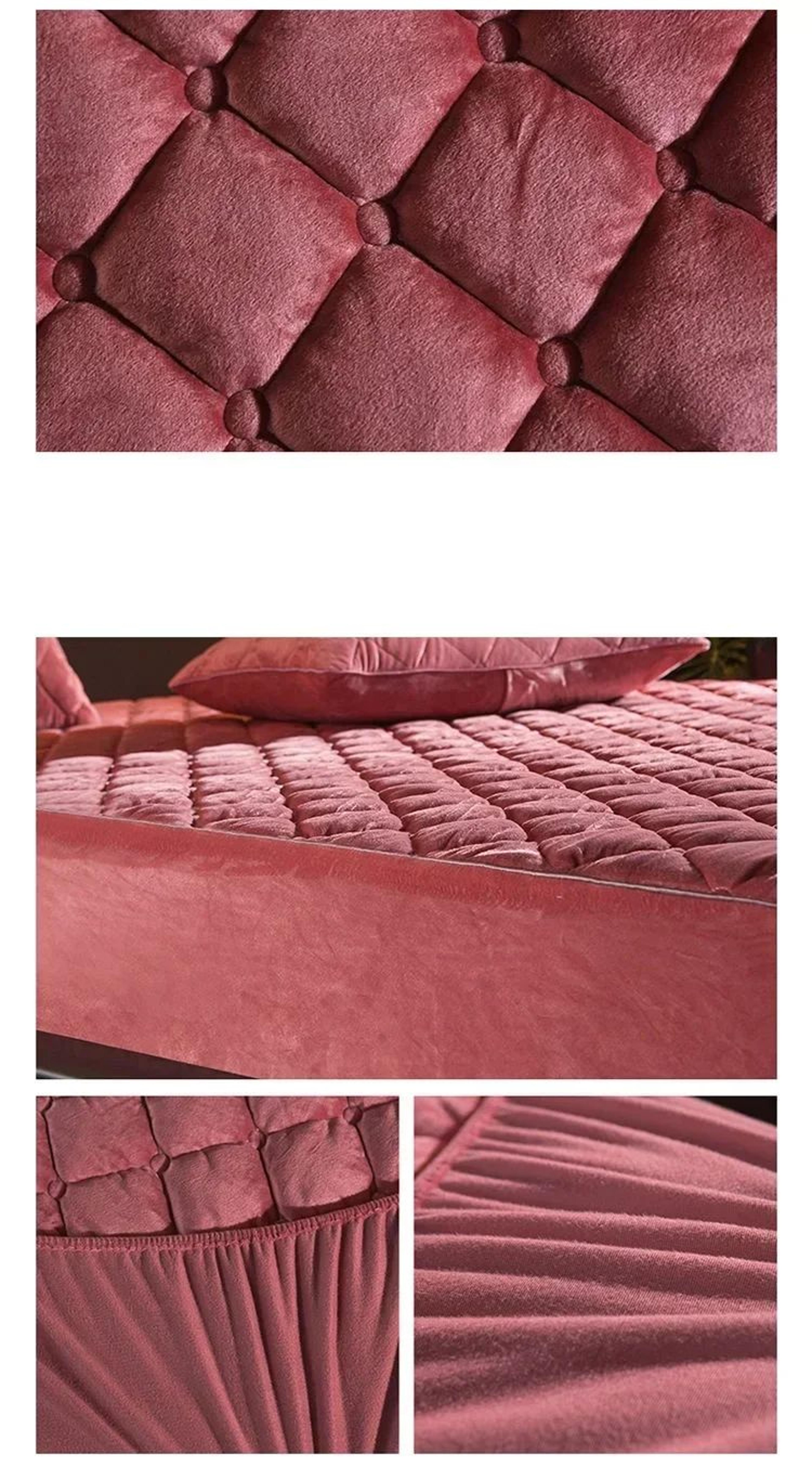Plush Thickened Crystal Velvet Quilted Mattress Cover 3