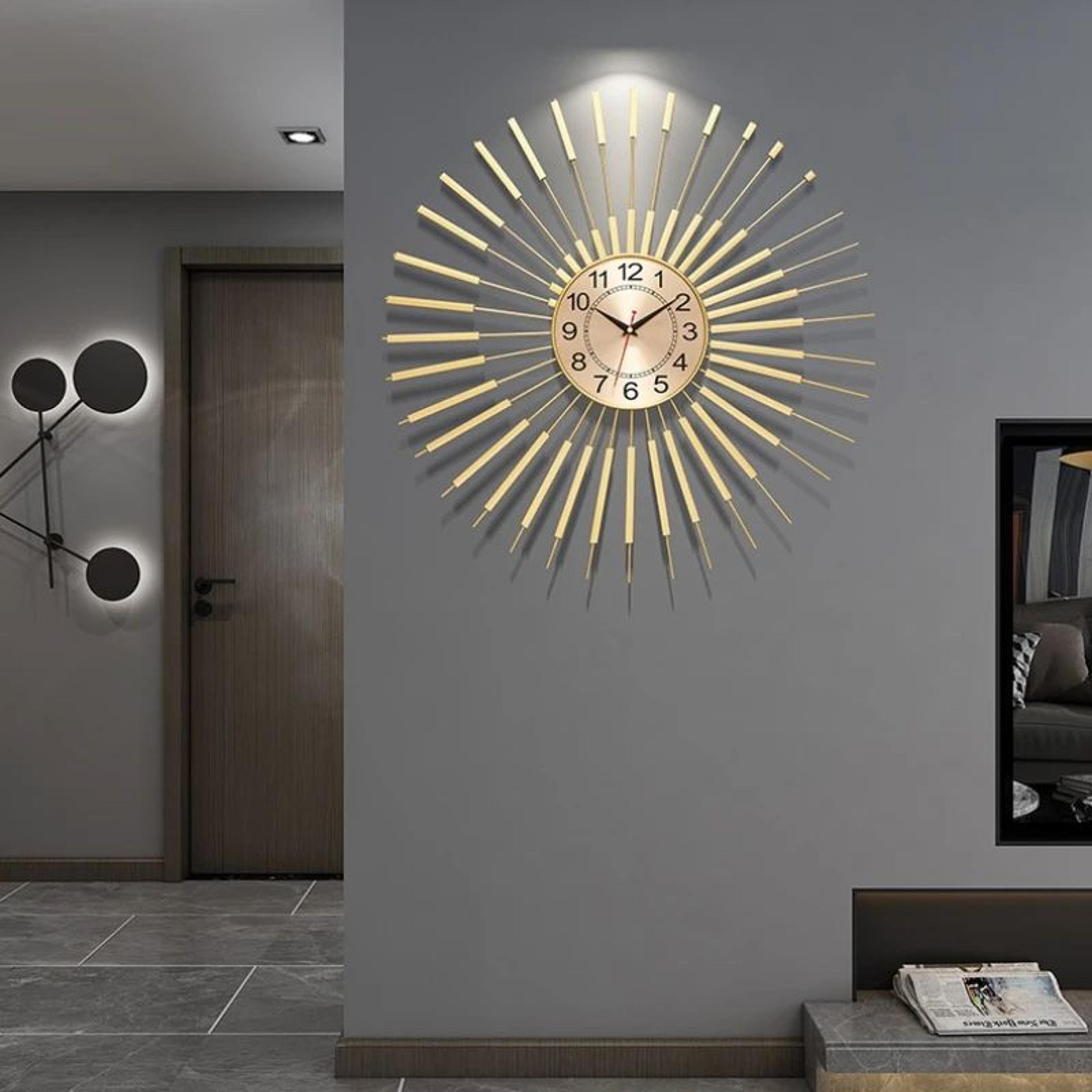 Retro Metal Gold Luxury Silent Wall Clock 2