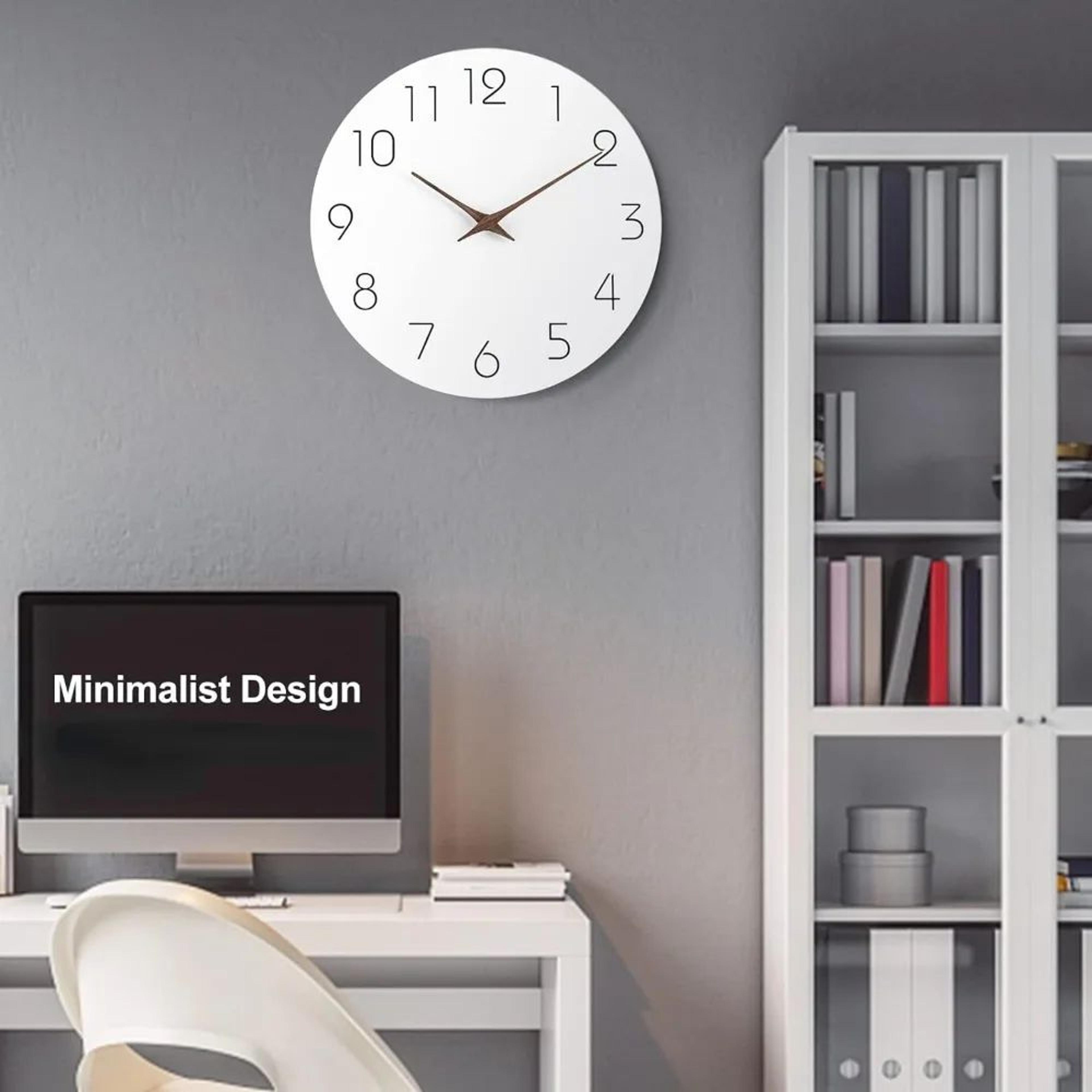 12 Inch Silent Wooden Minimalist Wall Clock 4