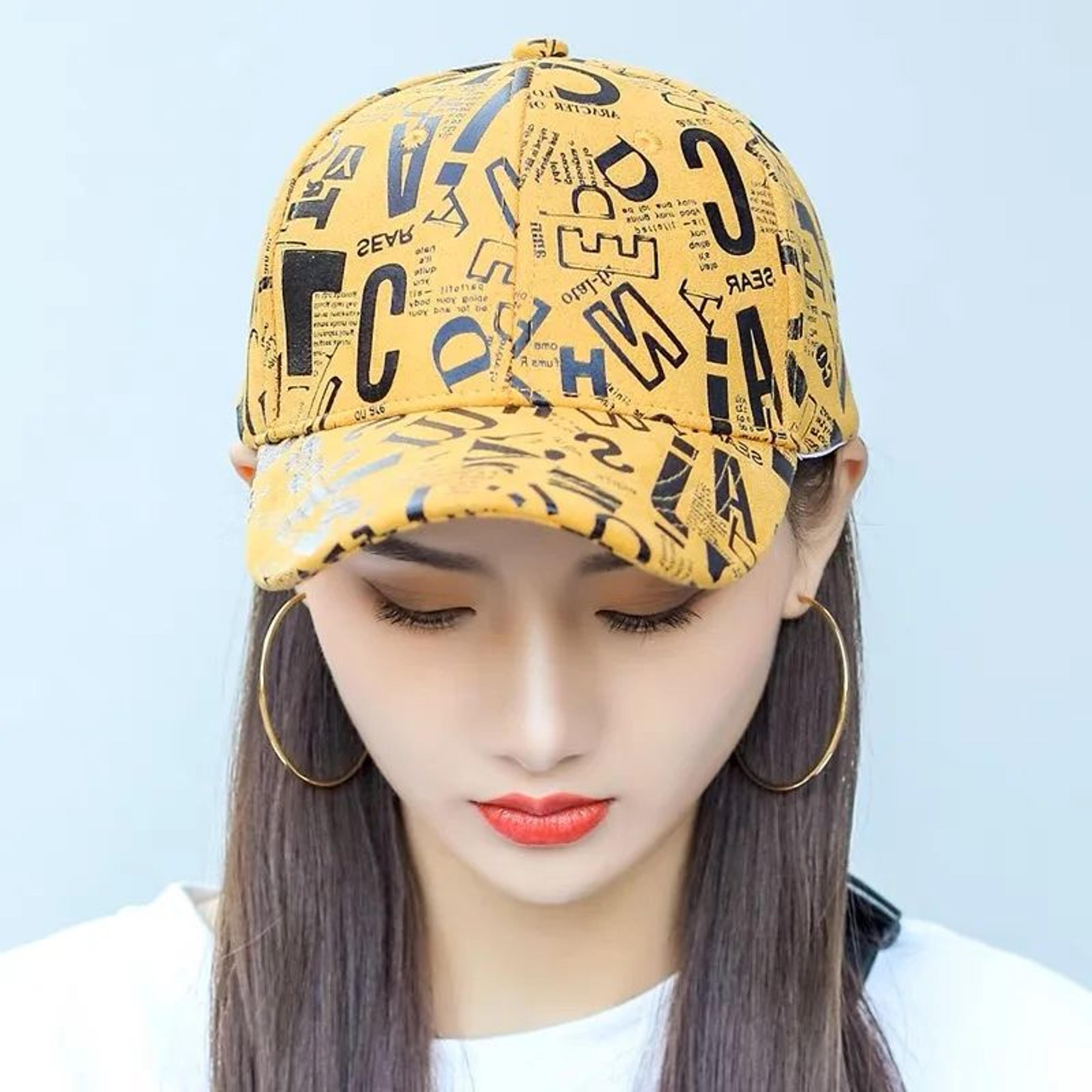 Kpop Graffiti Letter Vegan Leather Baseball Cap 1