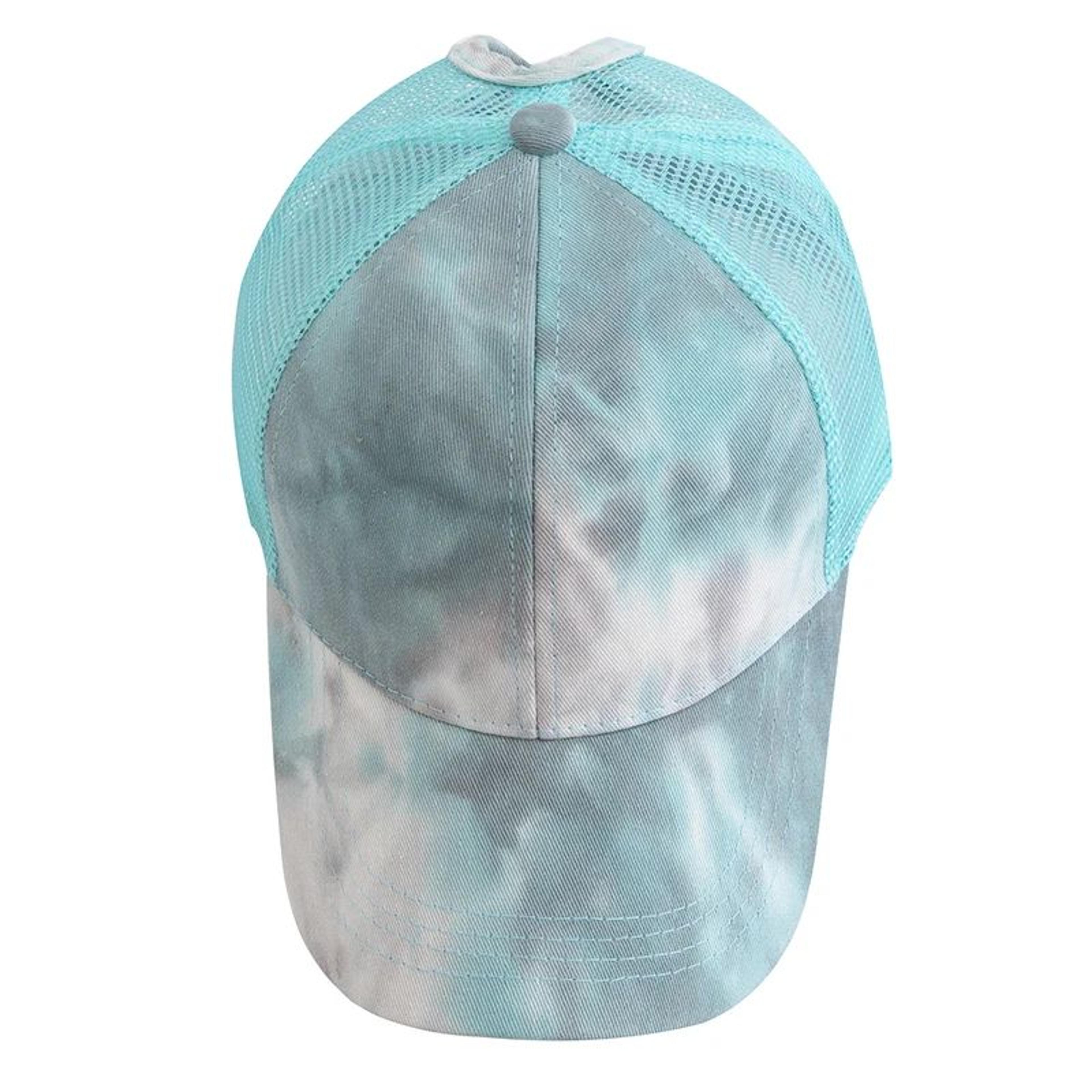 Women Tie Dye Ponytail Trucker Baseball Cap 2