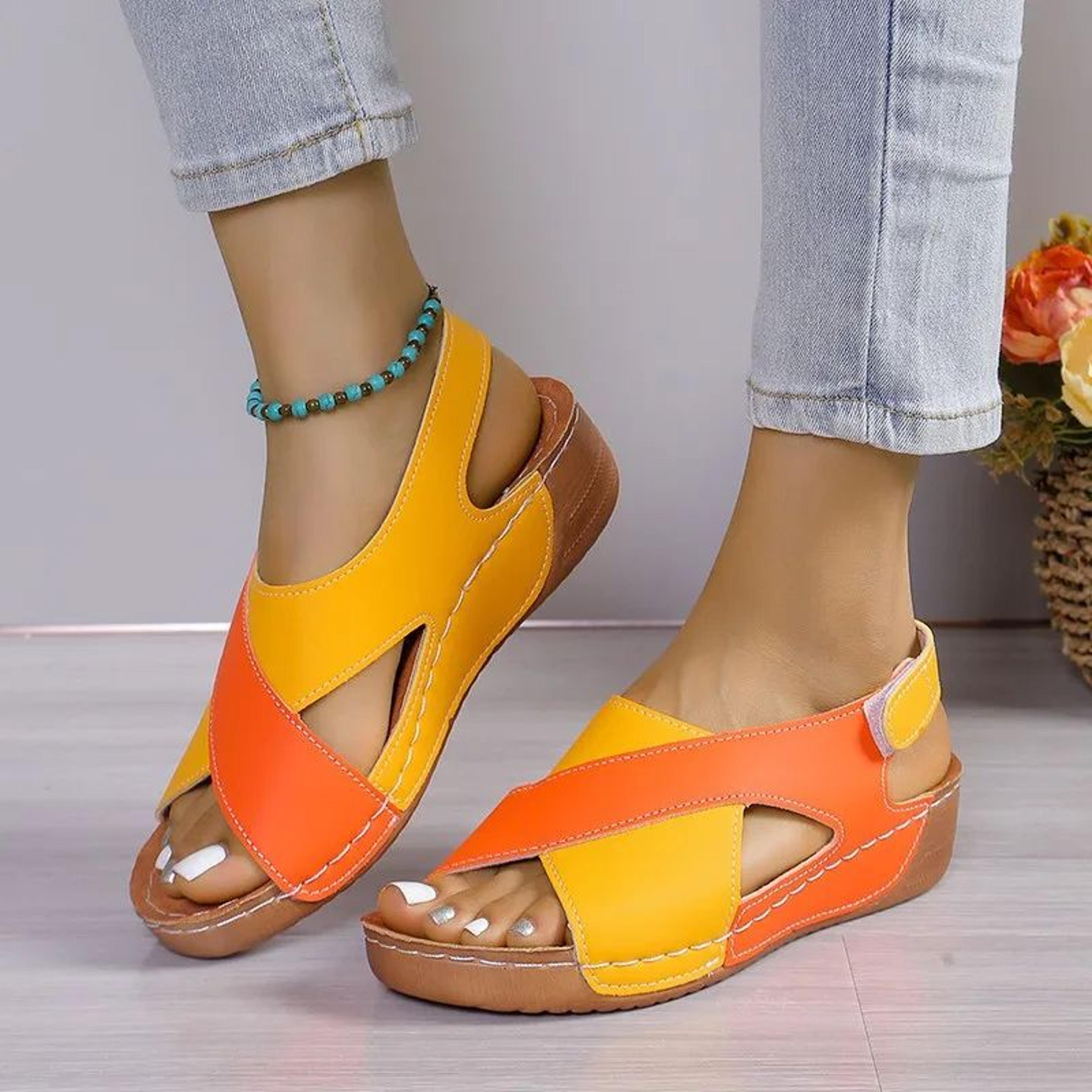 womens patchwork wedge sandals comfortable platform summer shoes