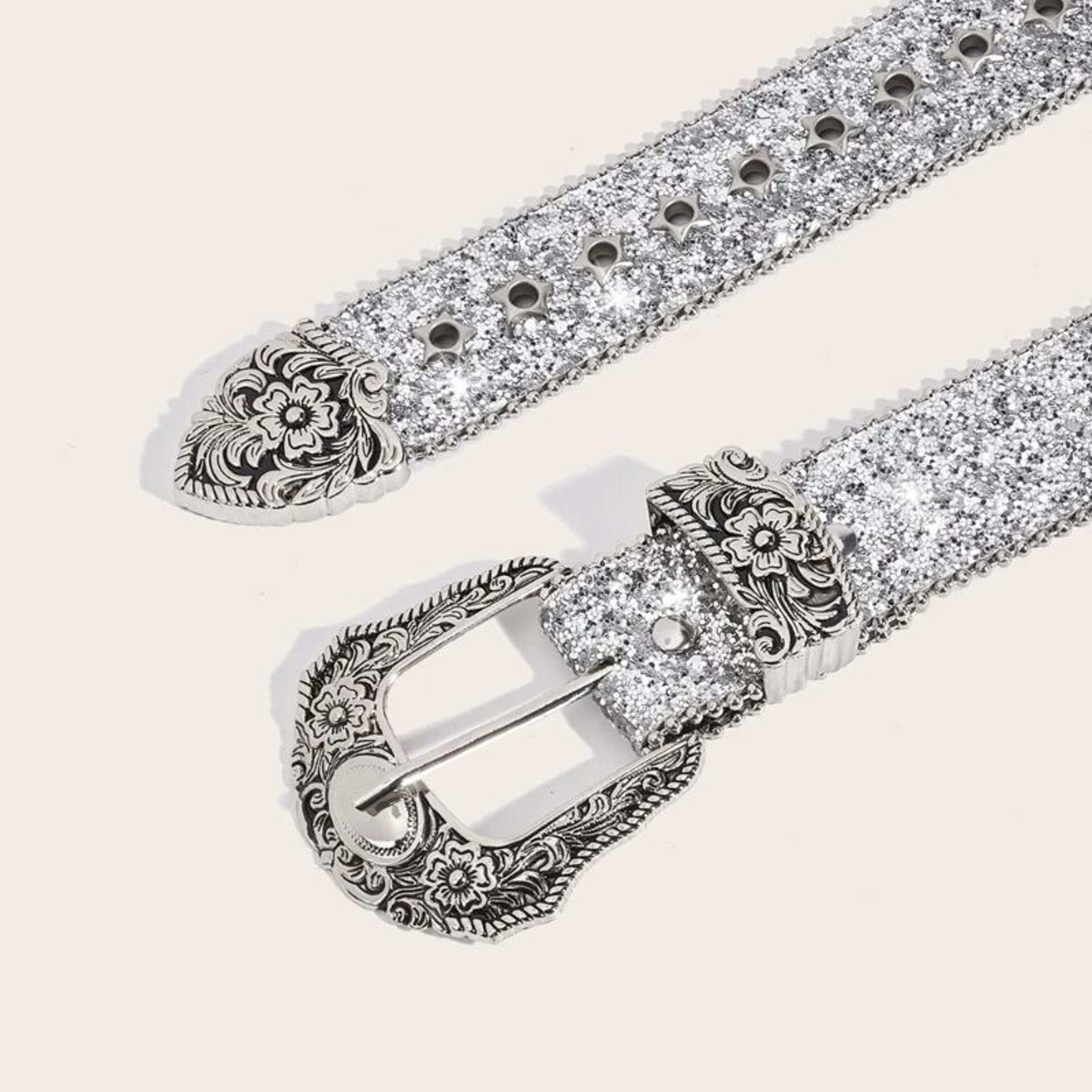 Glitter Sequined Waist Belt With Sparkling Buckle 7