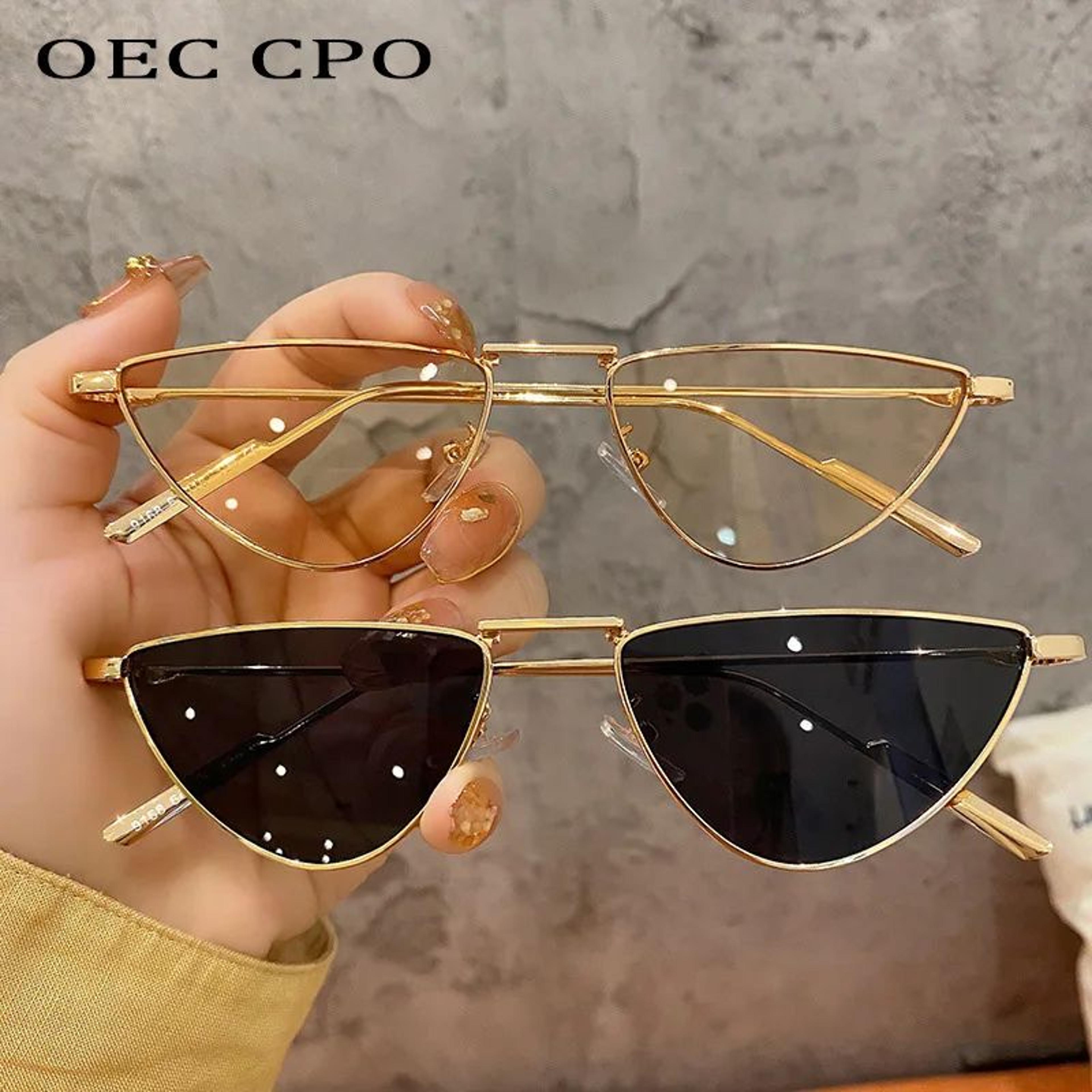 women small cat eye metal uv400 fashion sunglasses