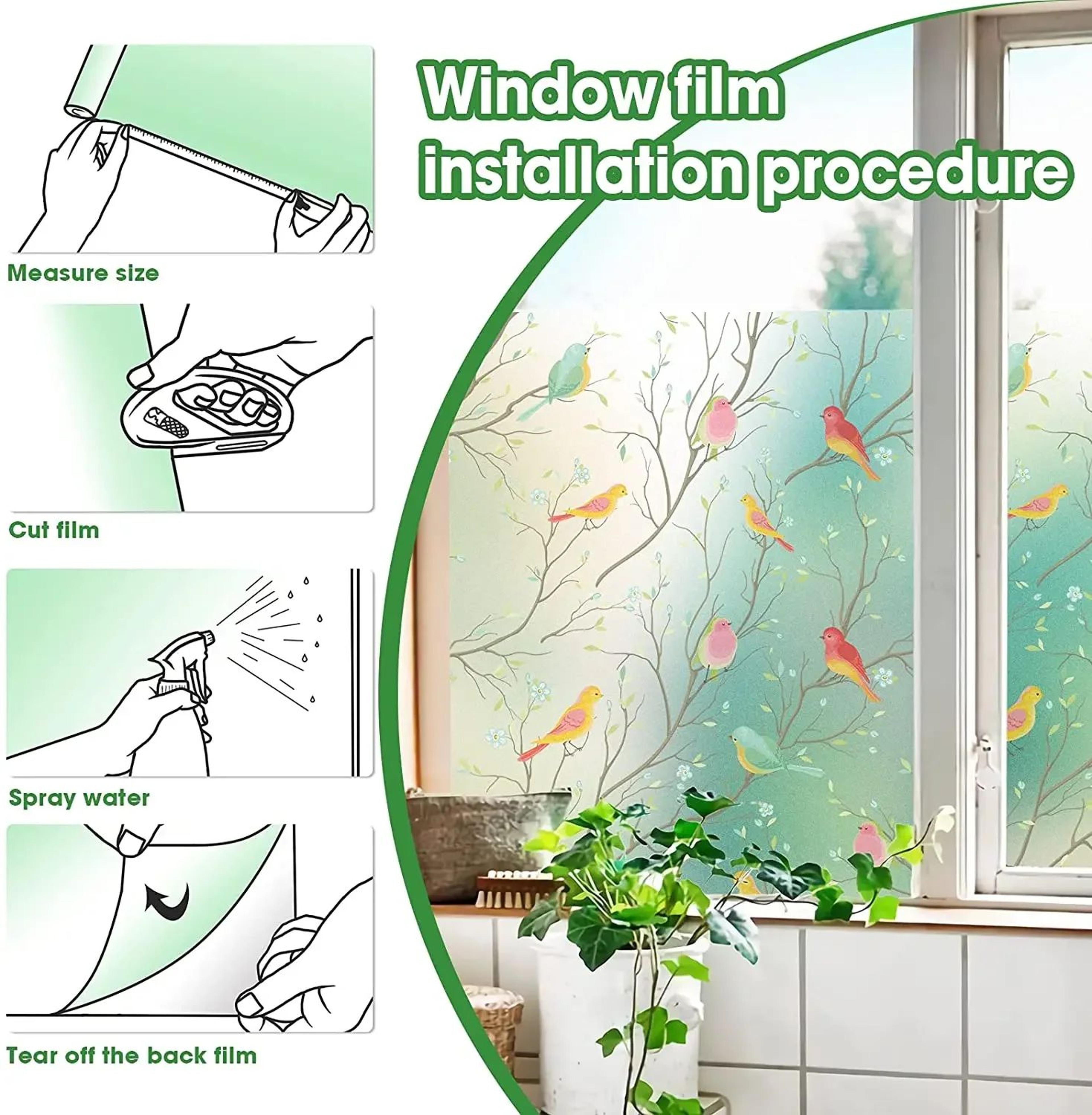 Frosted Privacy Window Film With Bird Decorative Decals 5