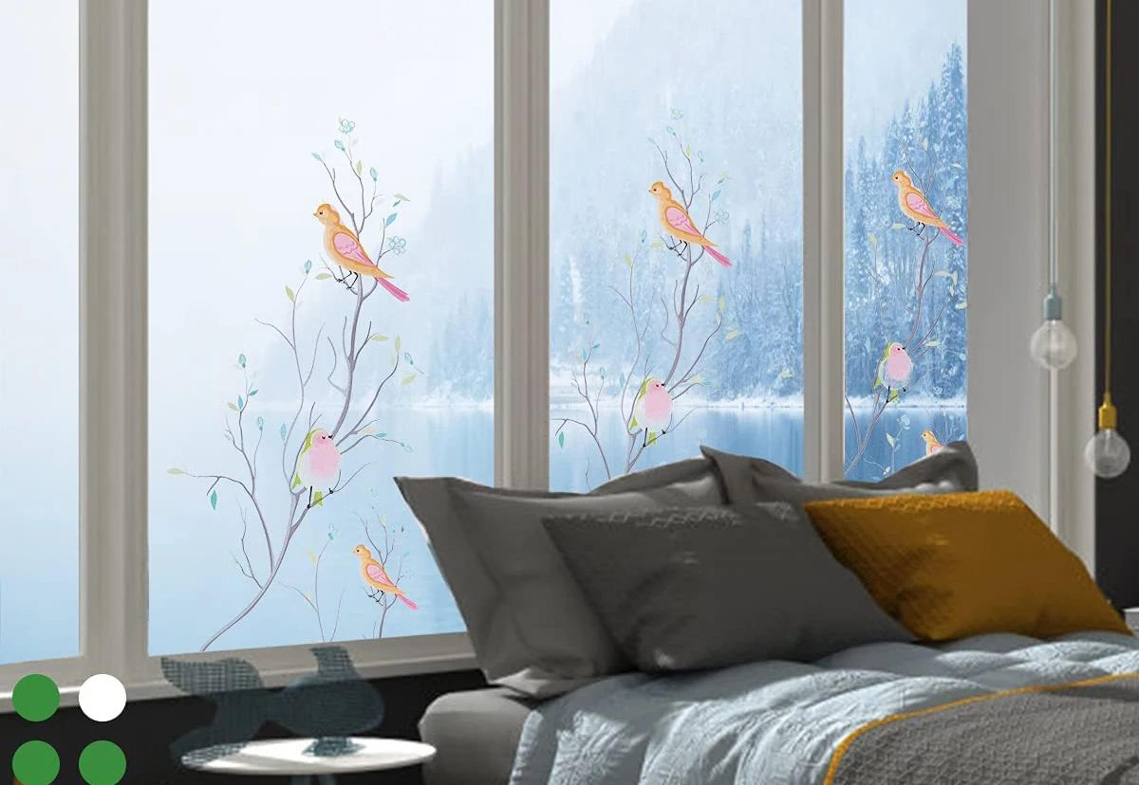 Frosted Privacy Window Film With Bird Decorative Decals 9