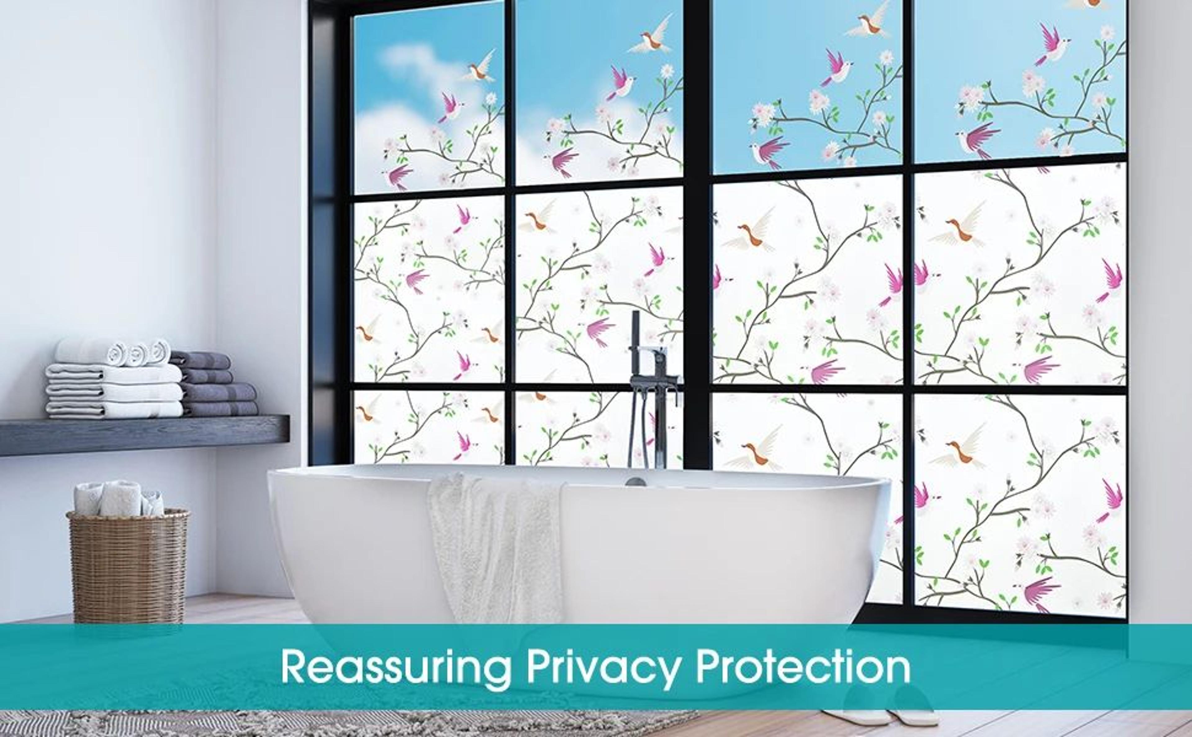 Frosted Privacy Window Film With Bird Decorative Decals 11