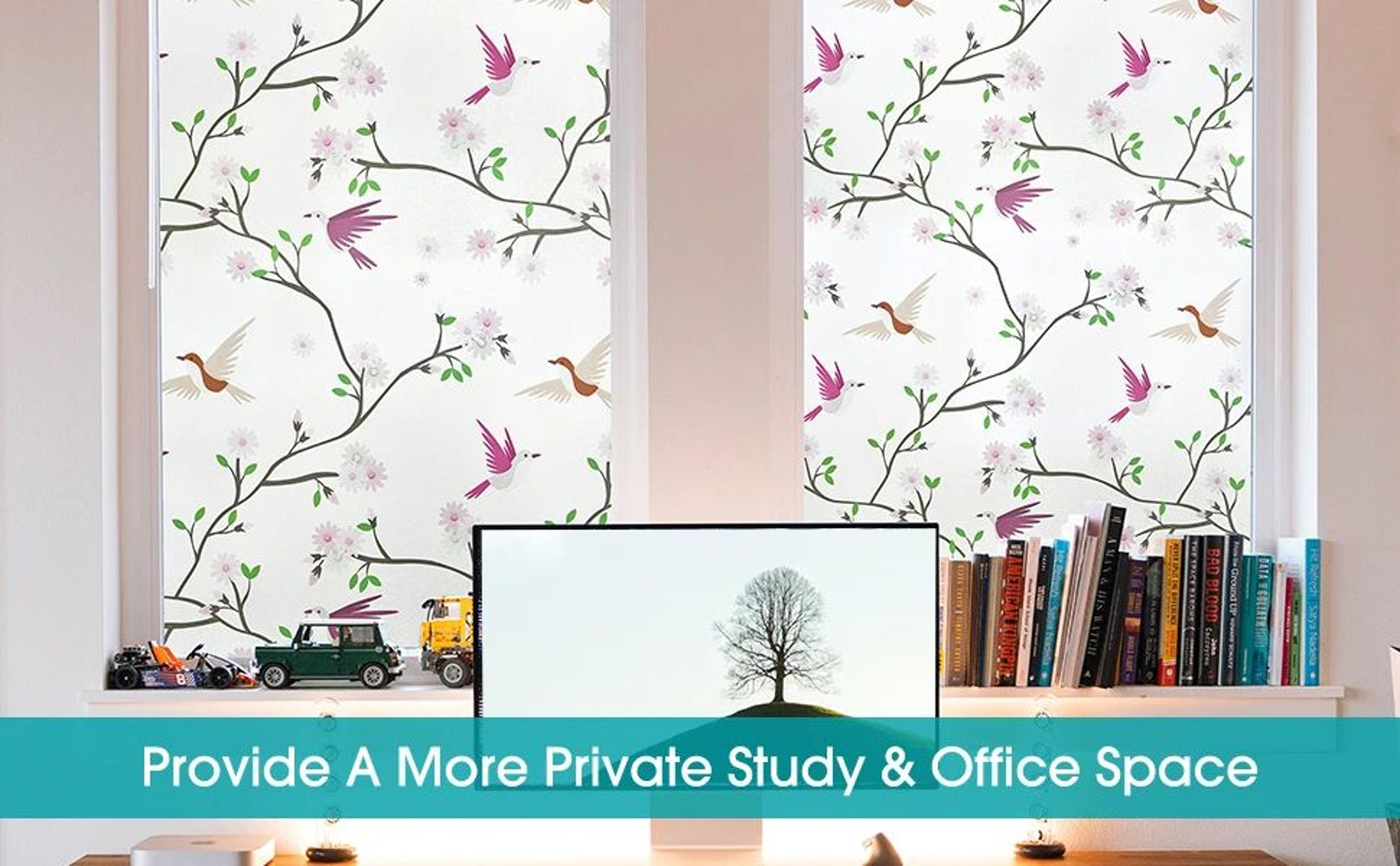 Frosted Privacy Window Film With Bird Decorative Decals 12