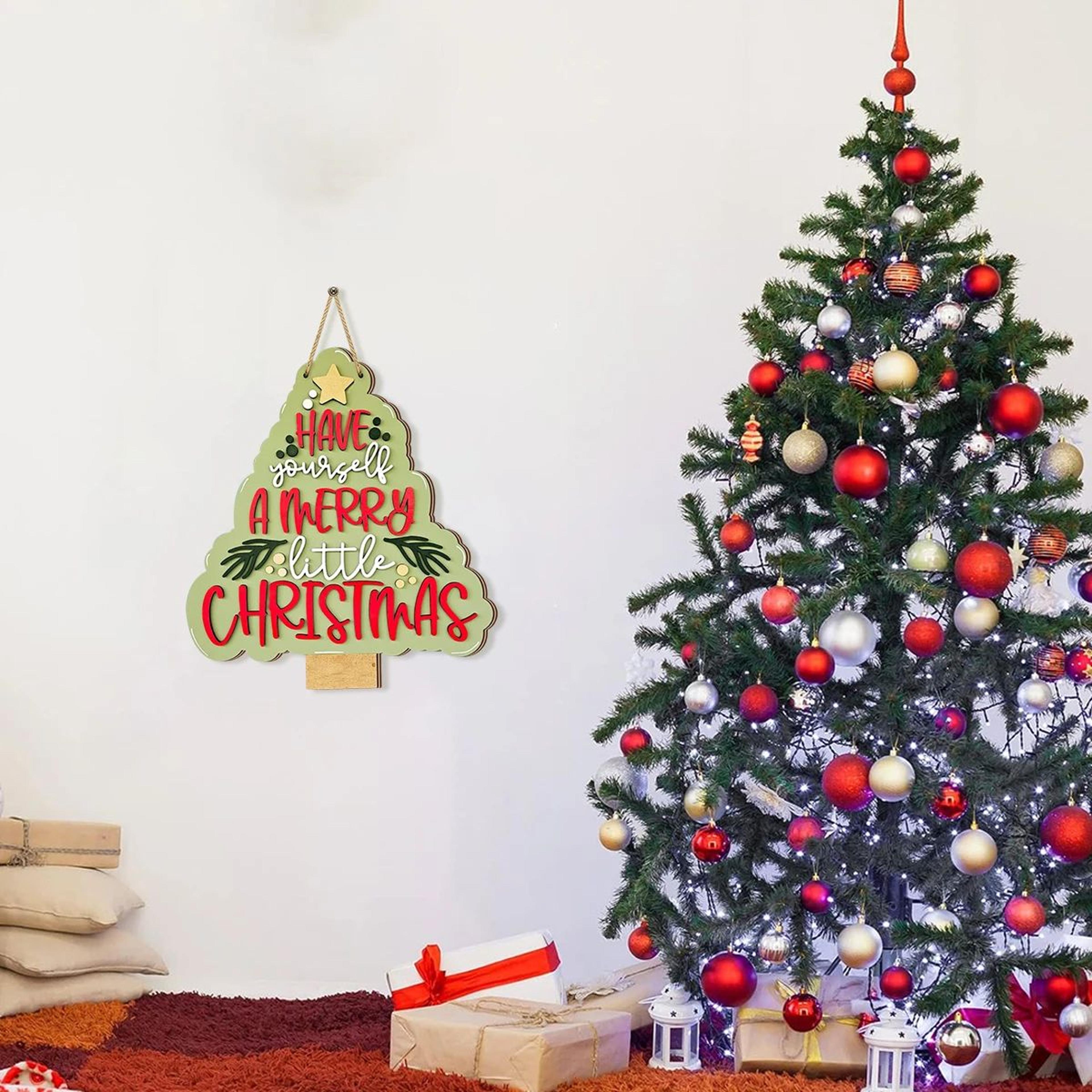 Rustic Wooden Christmas Bell Tree Hanging Ornament 4
