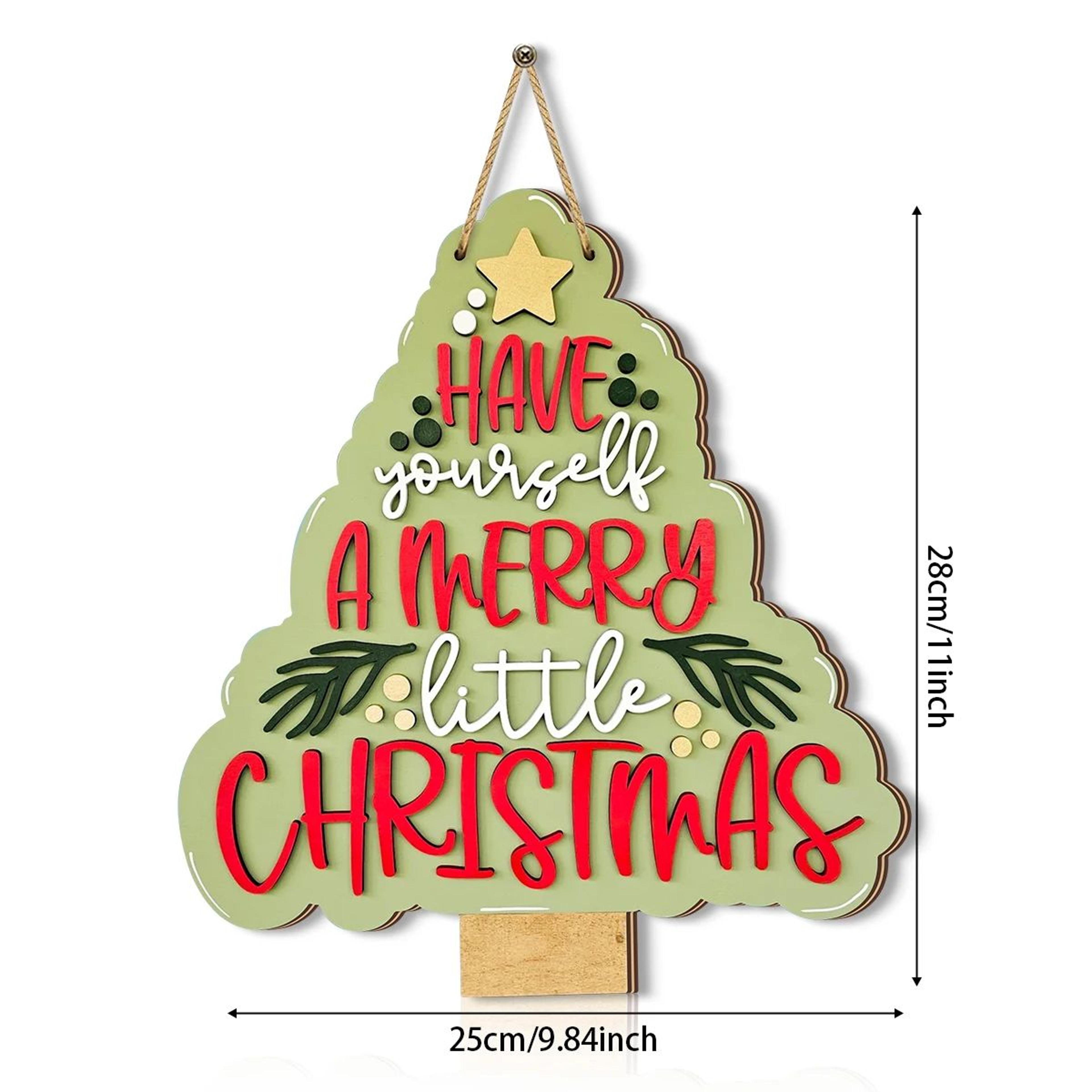 Rustic Wooden Christmas Bell Tree Hanging Ornament 5