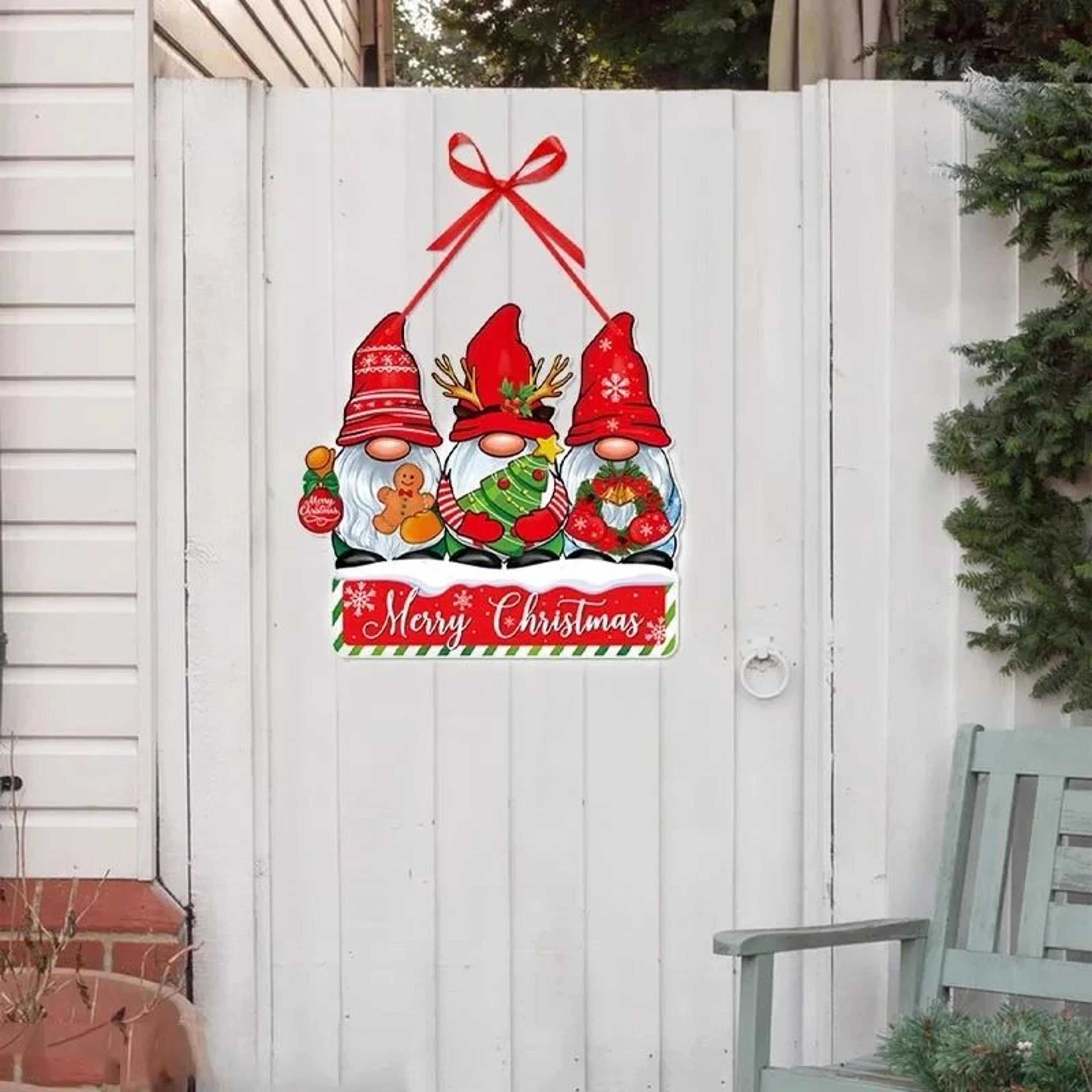 Merry Christmas Santa Snowman Door Hanging Ornament 5