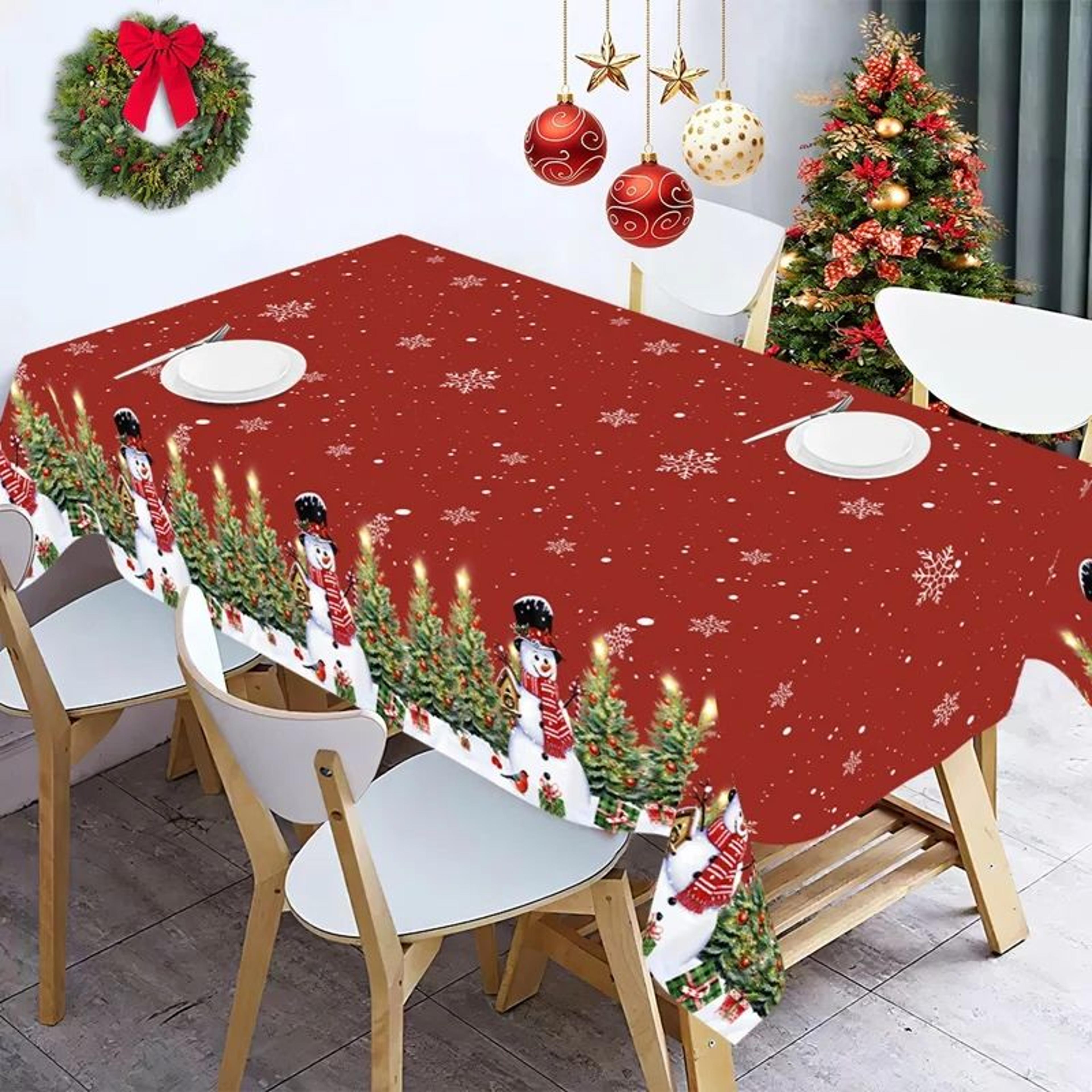 Merry Christmas PE Tablecloth Holiday Party Table Cover 2