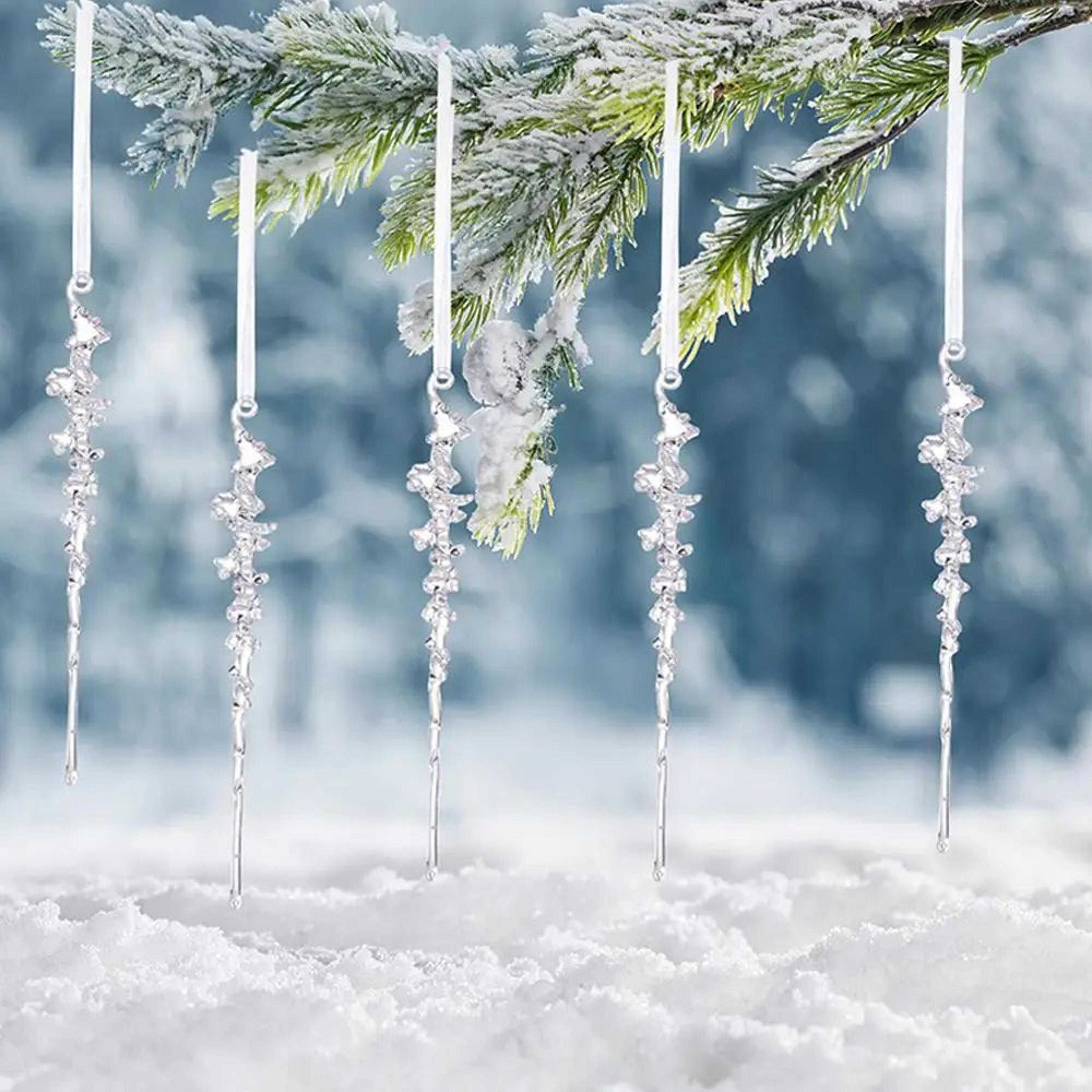 Acrylic Ice Cone Christmas Hanging Ornaments Set 4