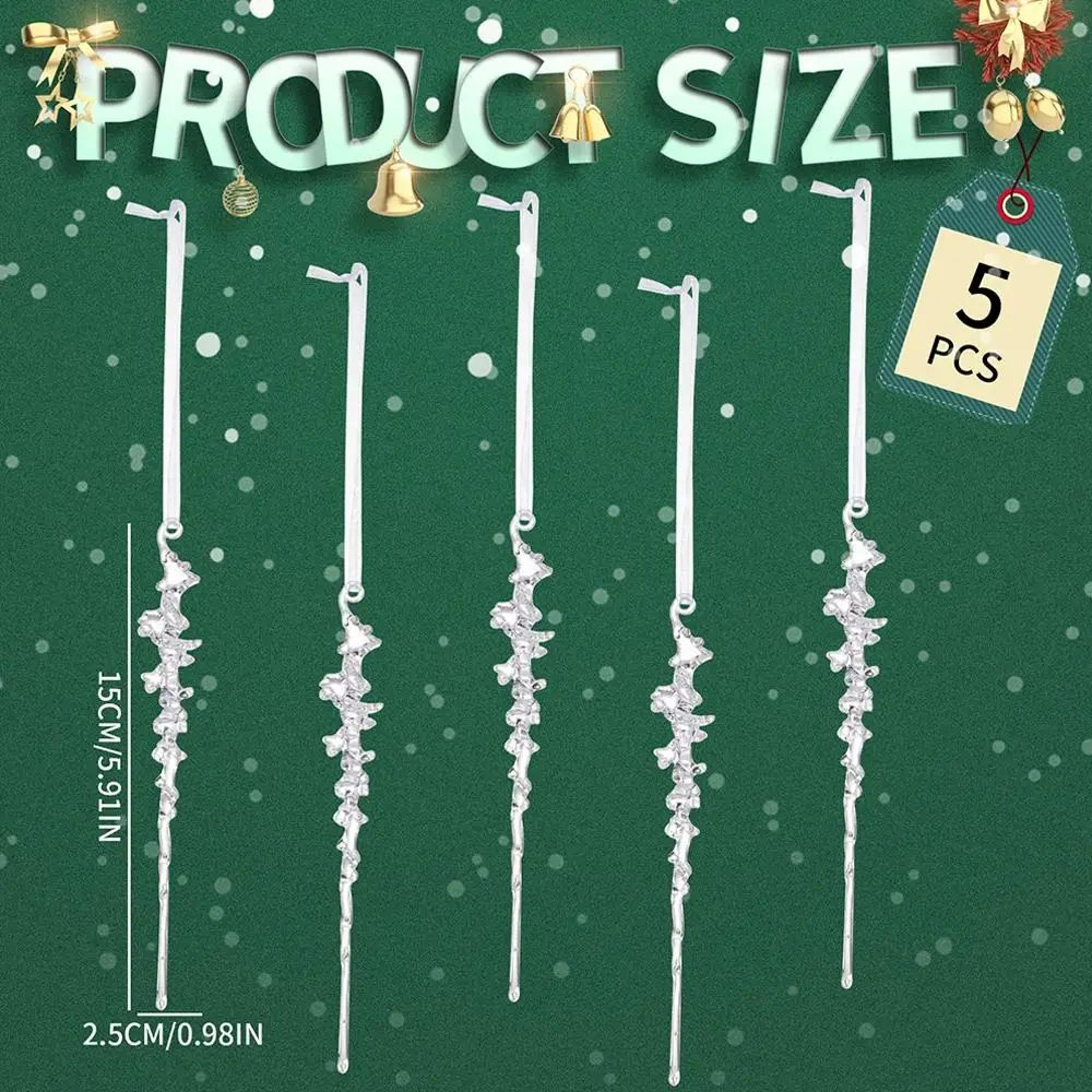 Acrylic Ice Cone Christmas Hanging Ornaments Set 5
