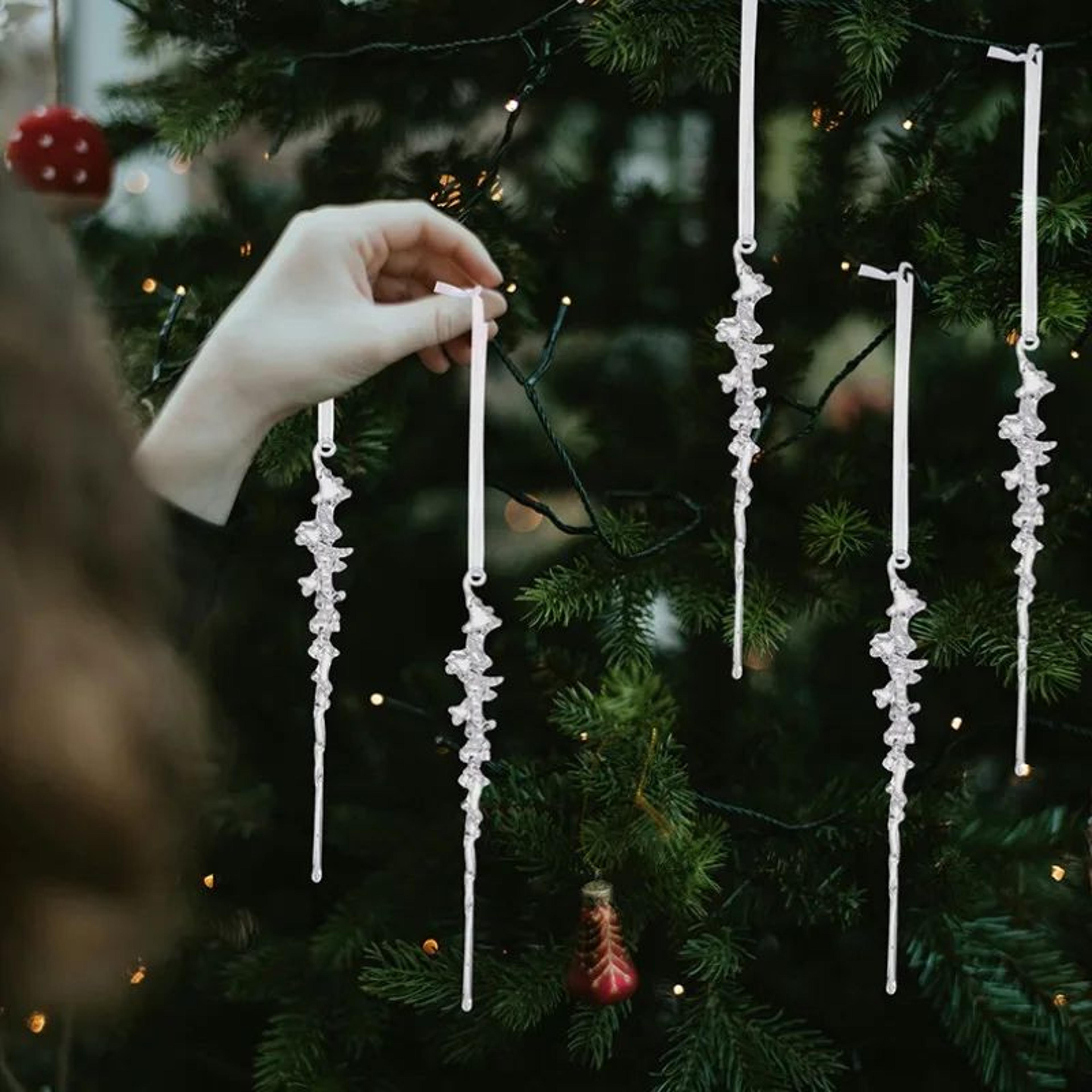 Elegant Acrylic Icicle Christmas Tree Ornaments Set 3