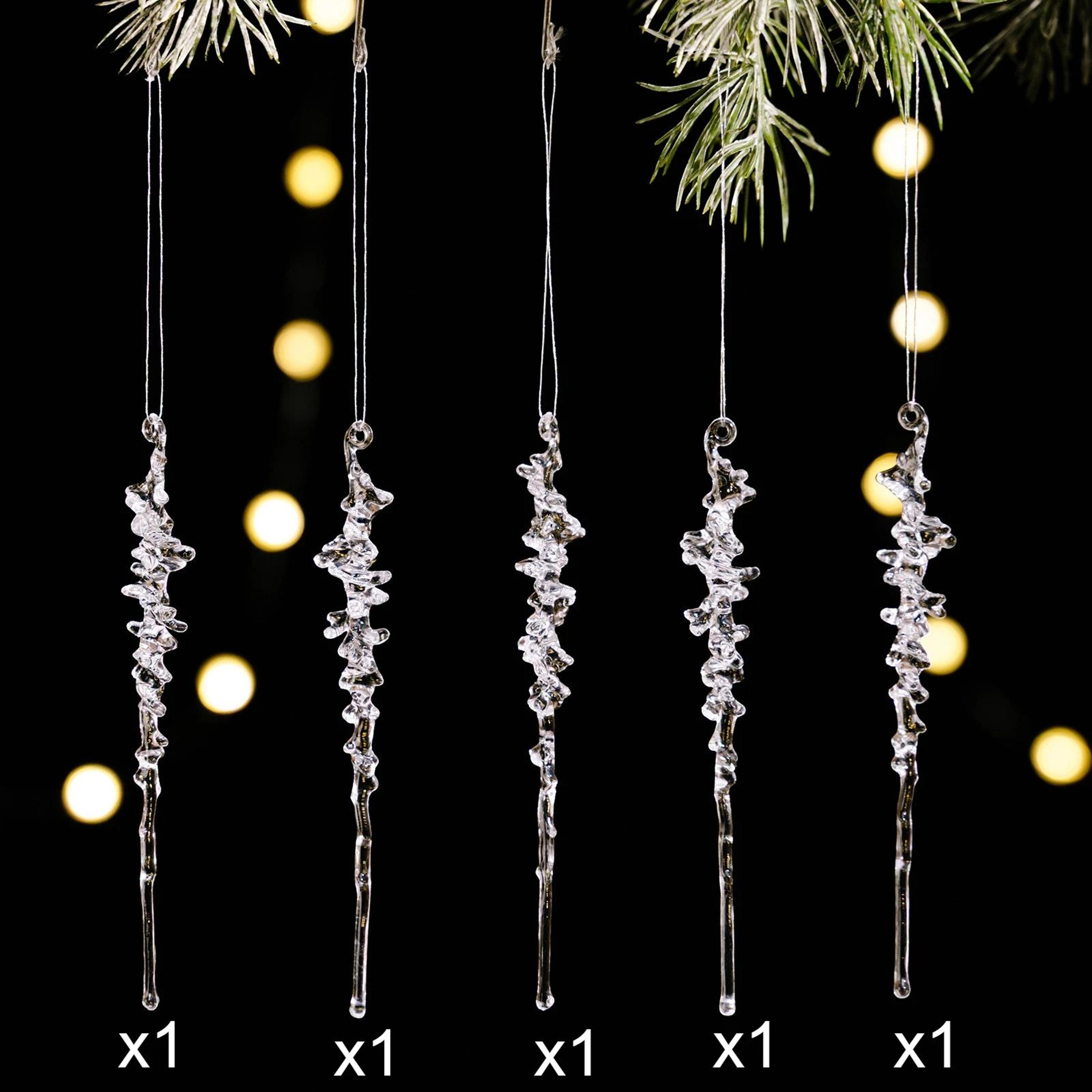 Elegant Acrylic Icicle Christmas Tree Ornaments Set 10