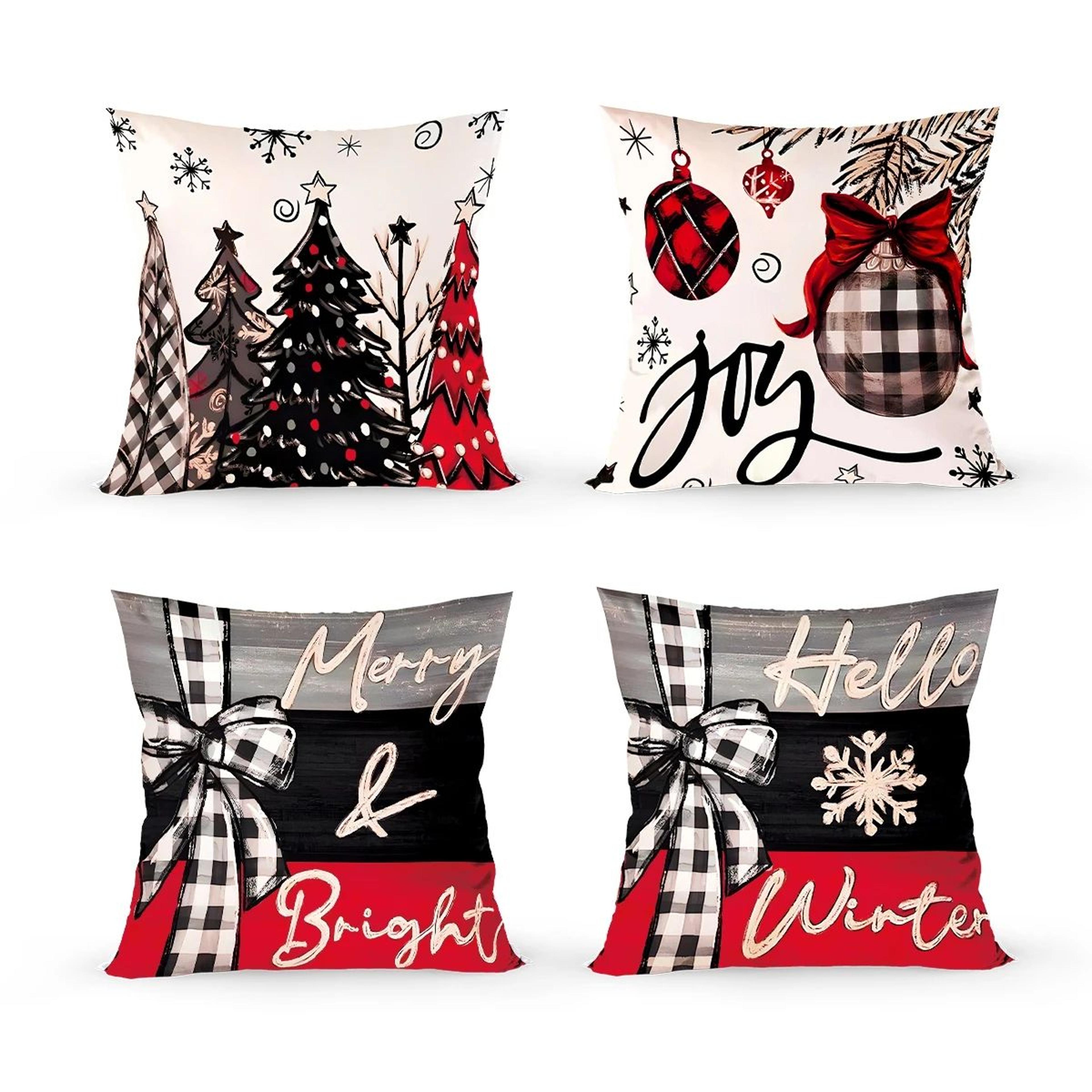 merry christmas decorative cushion cover set 4pcs